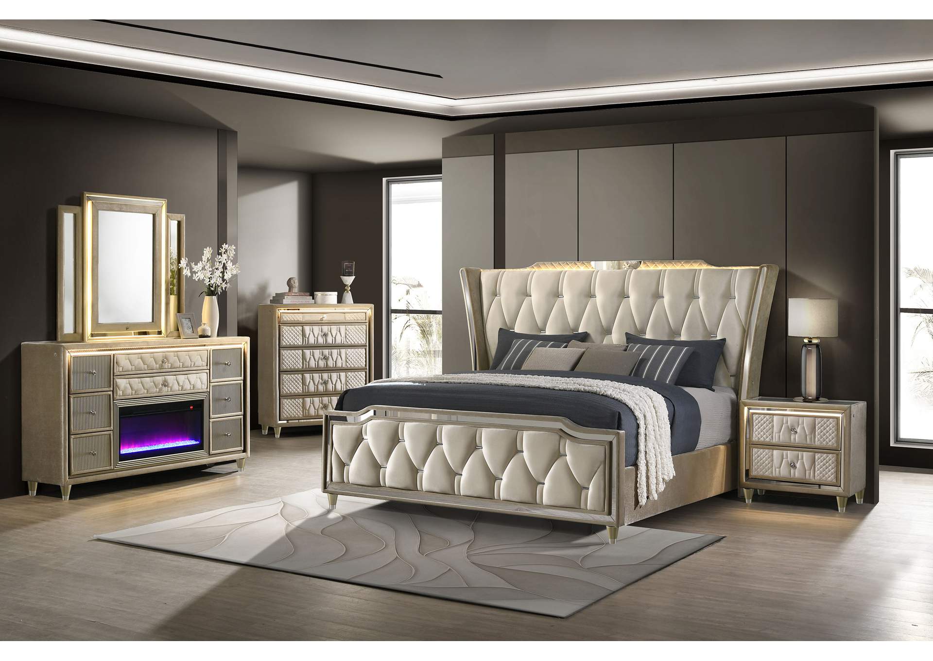 Lorient 5-piece California King Bedroom Set Ivory and Camel image 1