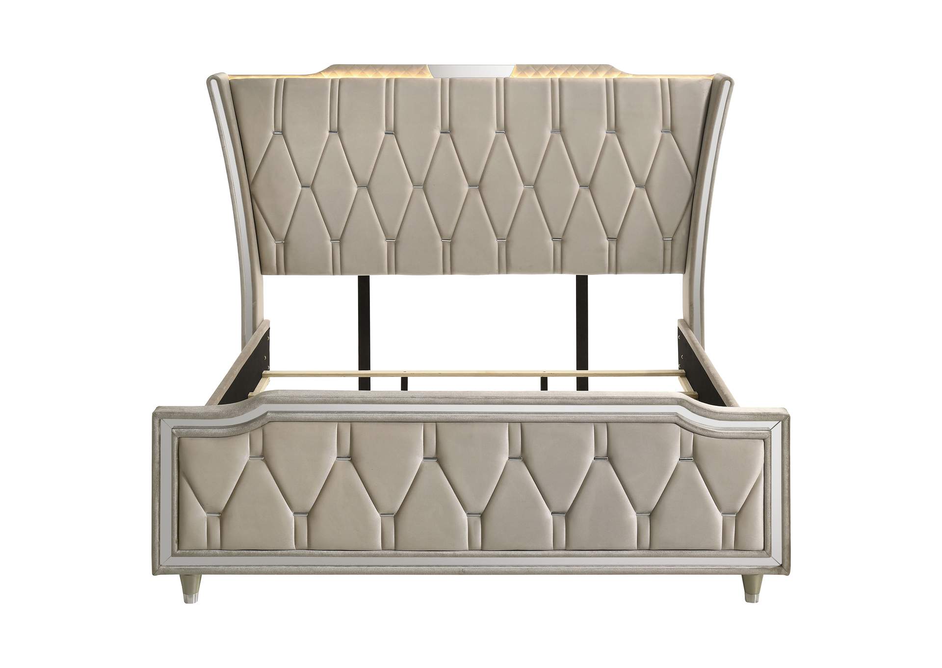 Lorient California King LED Upholstered Bed Ivory and Camel image 5