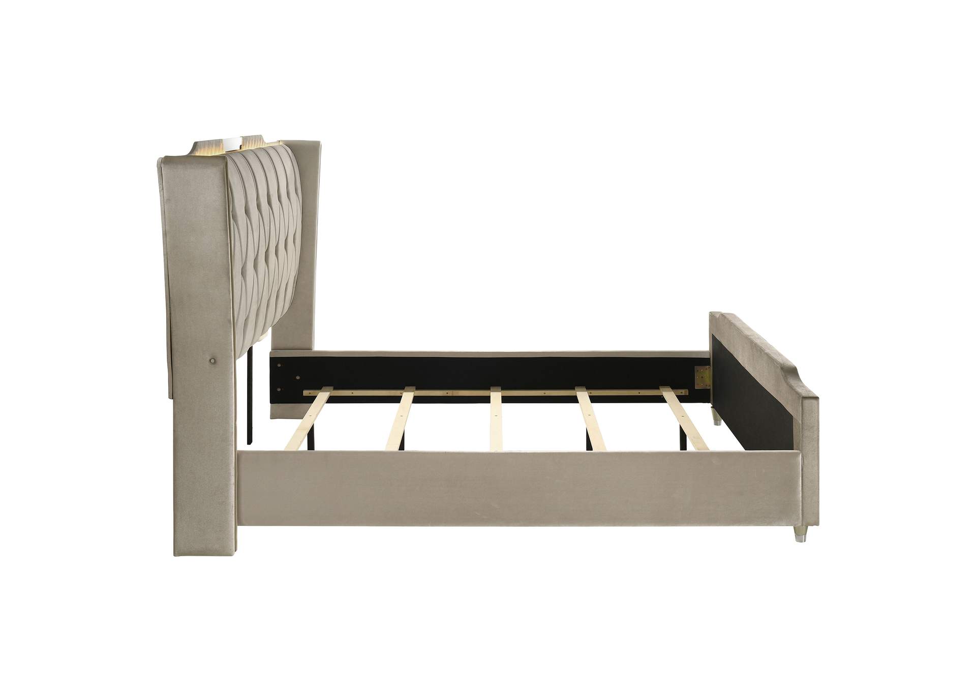 Lorient California King LED Upholstered Bed Ivory and Camel image 7