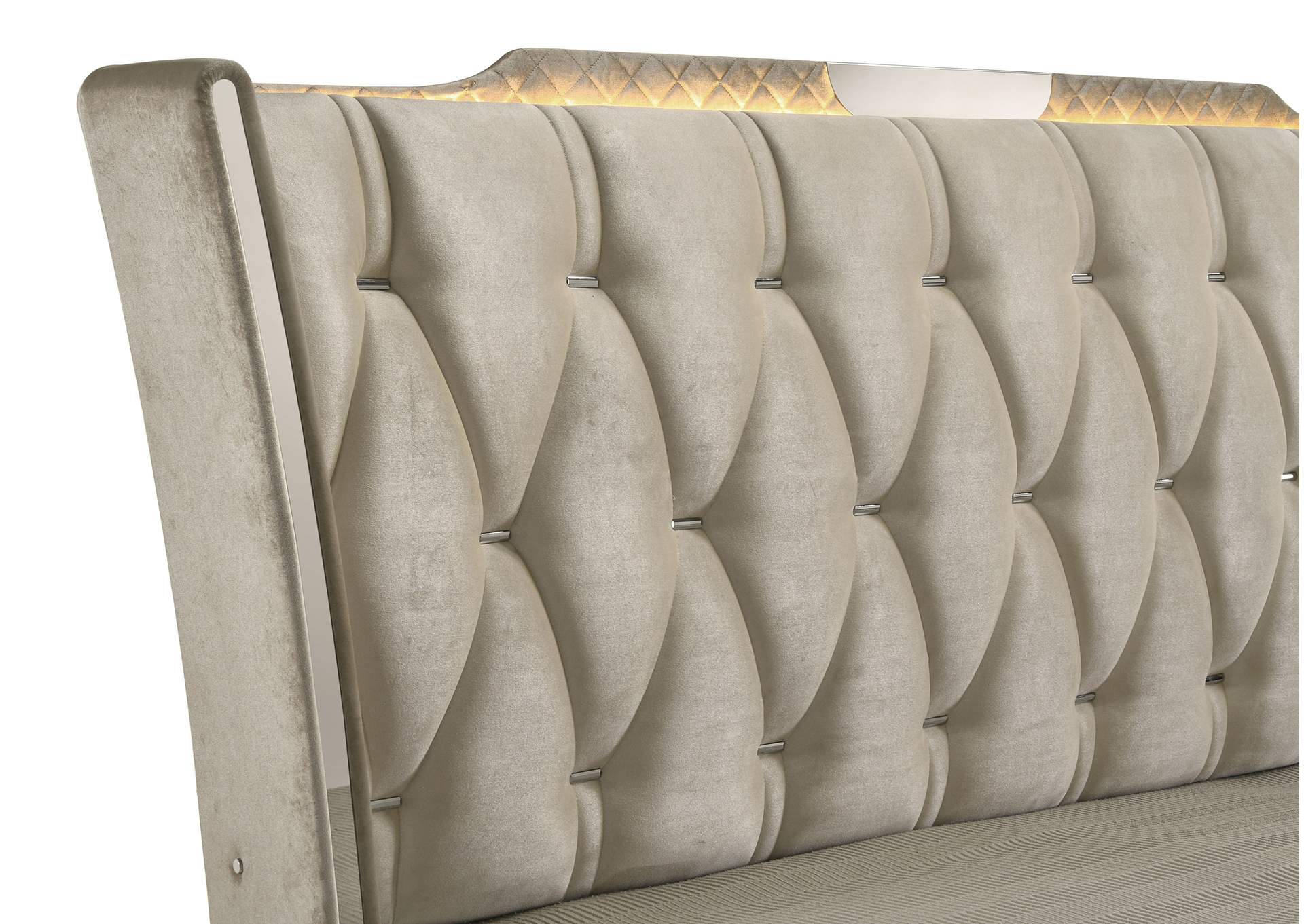 Lorient California King LED Upholstered Bed Ivory and Camel image 8