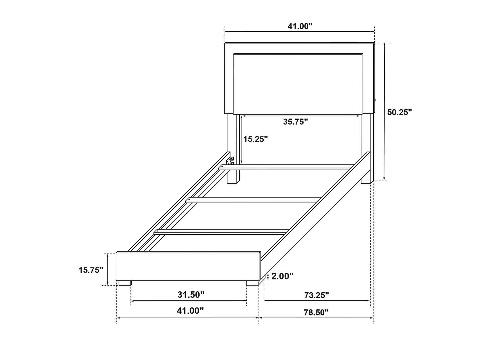 Marceline Wood Twin LED Panel Bed Black