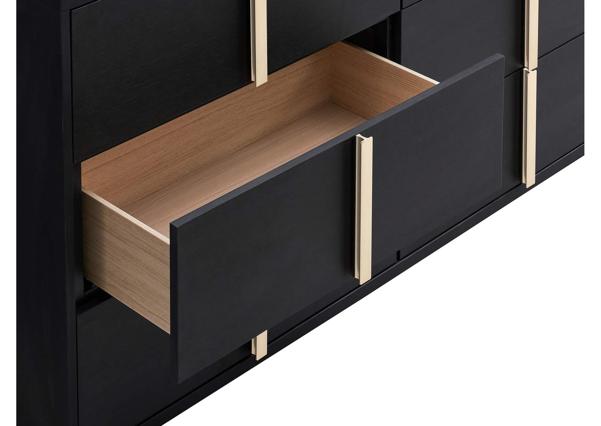 Marceline 6-drawer Dresser with Mirror Black