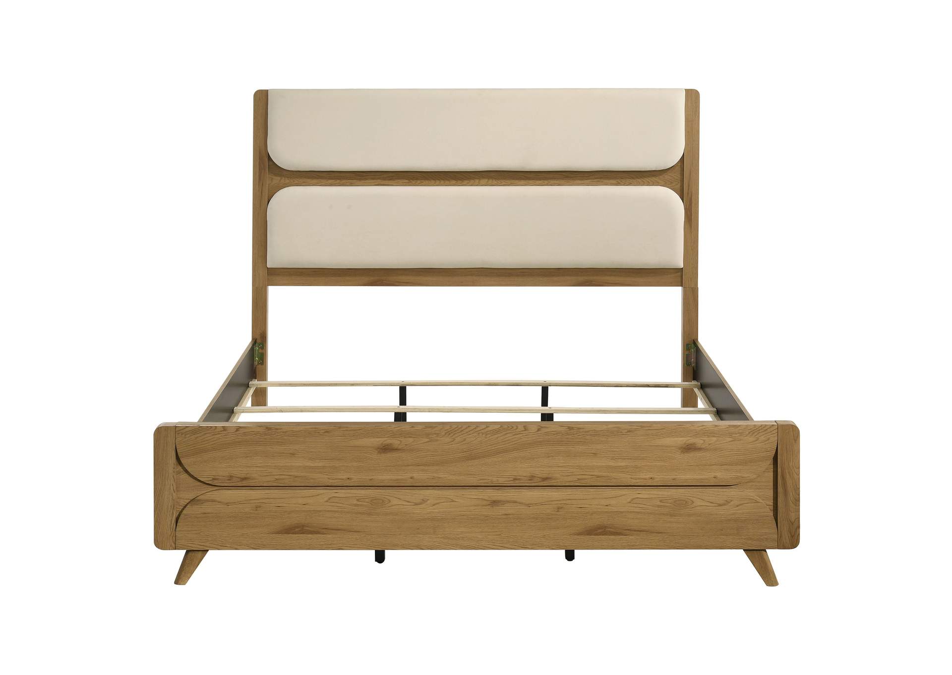 Bennett 78-inch Eastern King Upholstered Panel Bed Cream and Light Oak image 5