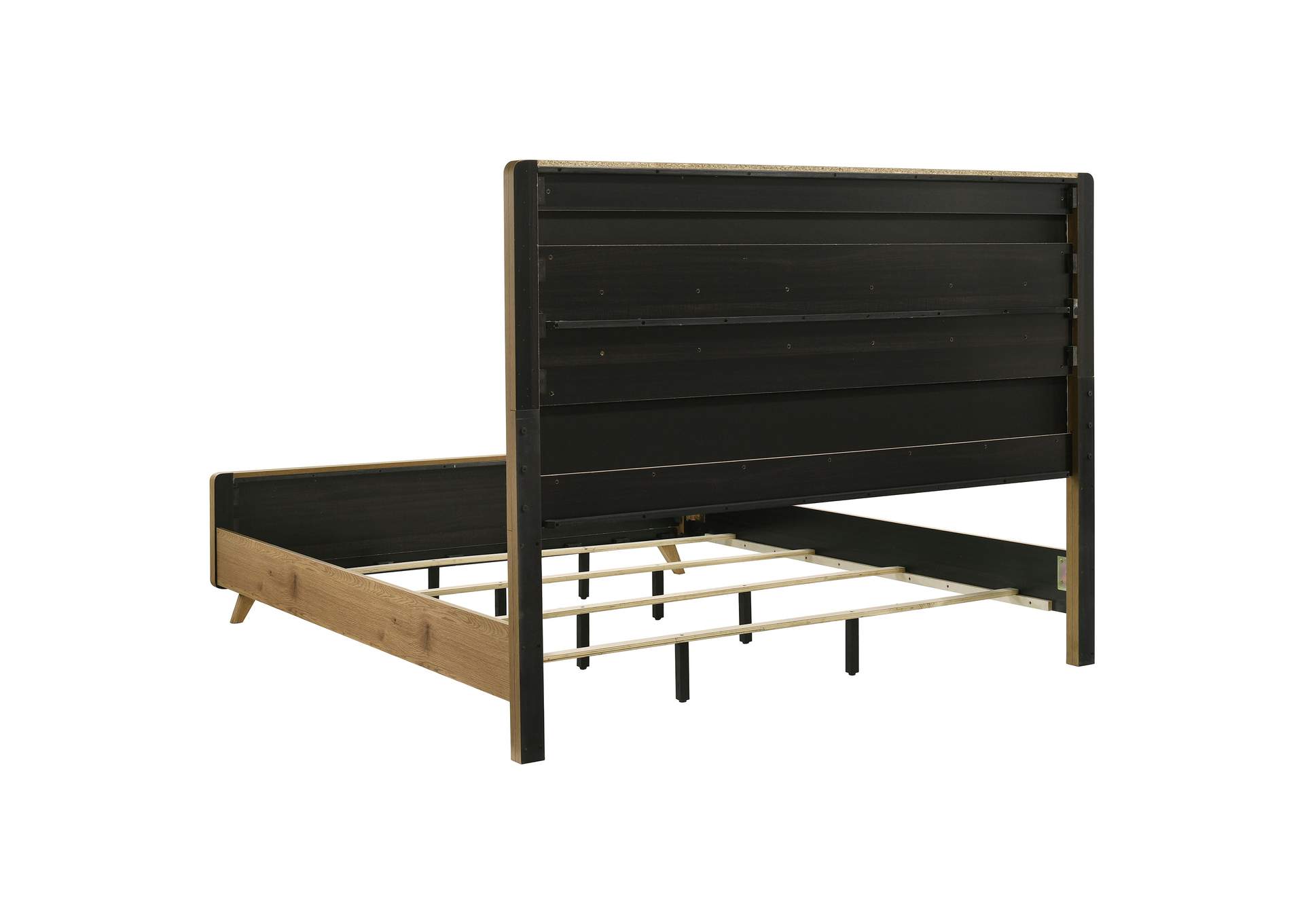 Bennett 78-inch Eastern King Upholstered Panel Bed Cream and Light Oak image 6