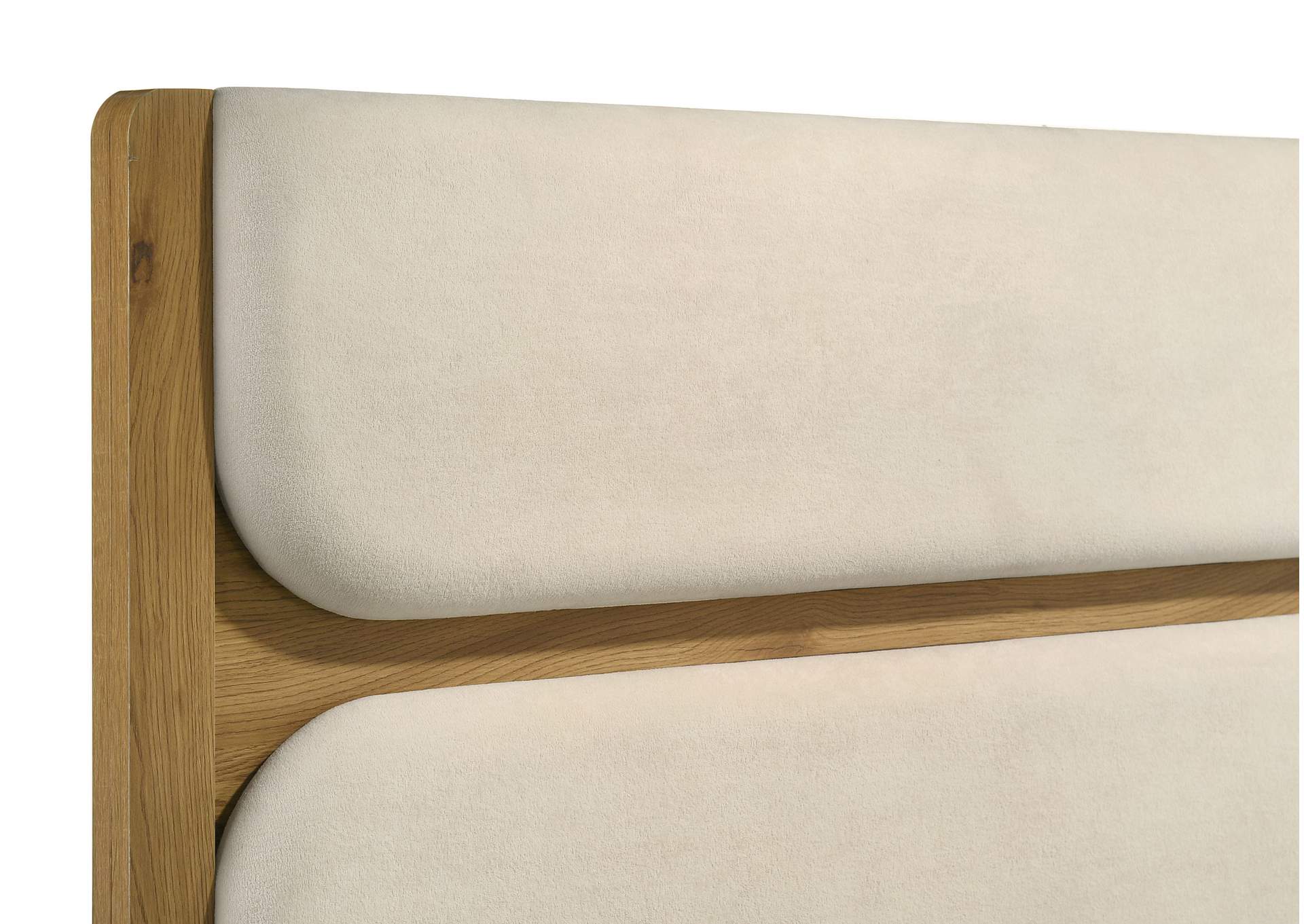 Bennett 78-inch Eastern King Upholstered Panel Bed Cream and Light Oak image 8