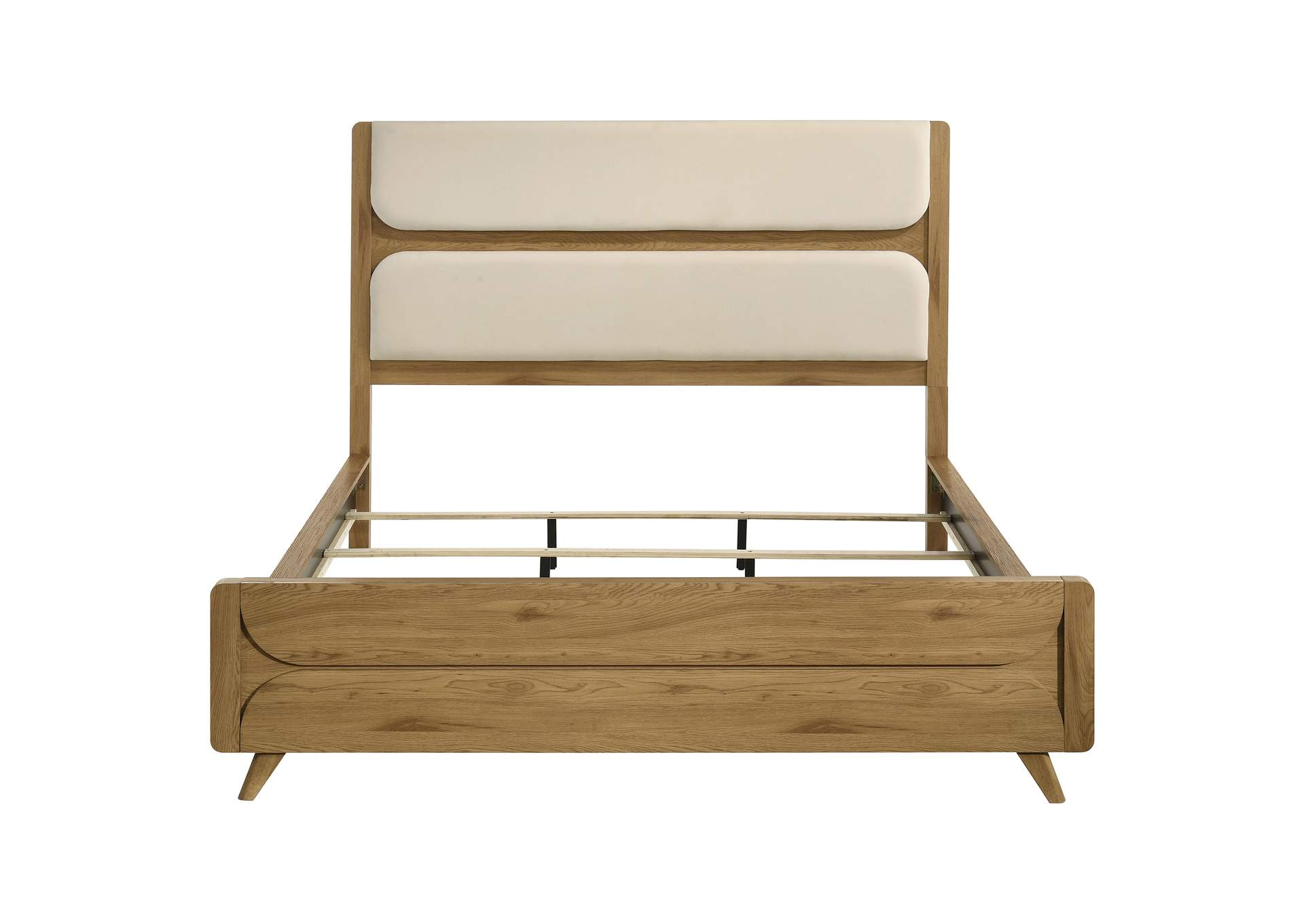 Bennett 78-inch California King Upholstered Panel Bed Cream and Light Oak image 5
