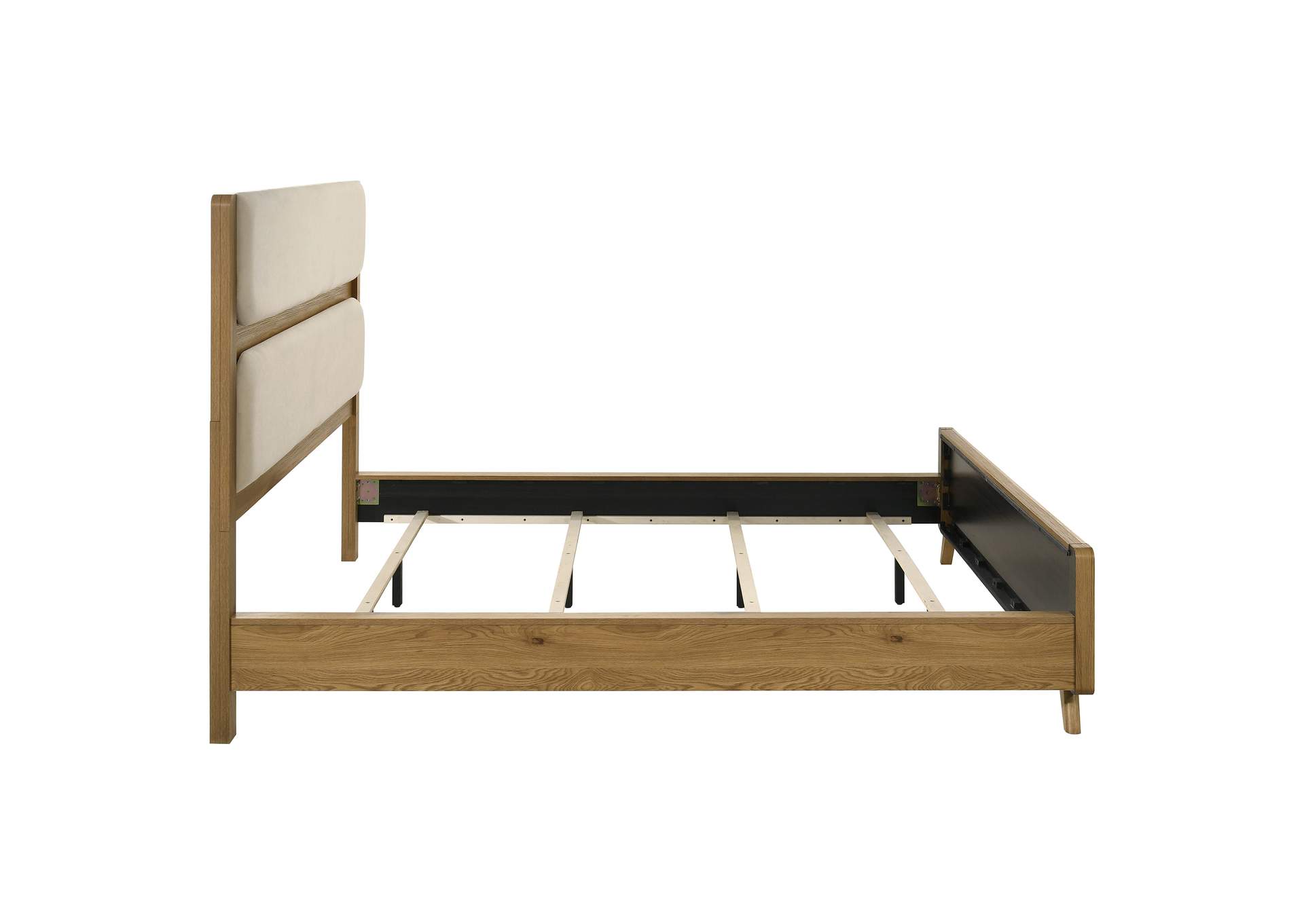 Bennett 78-inch California King Upholstered Panel Bed Cream and Light Oak image 7