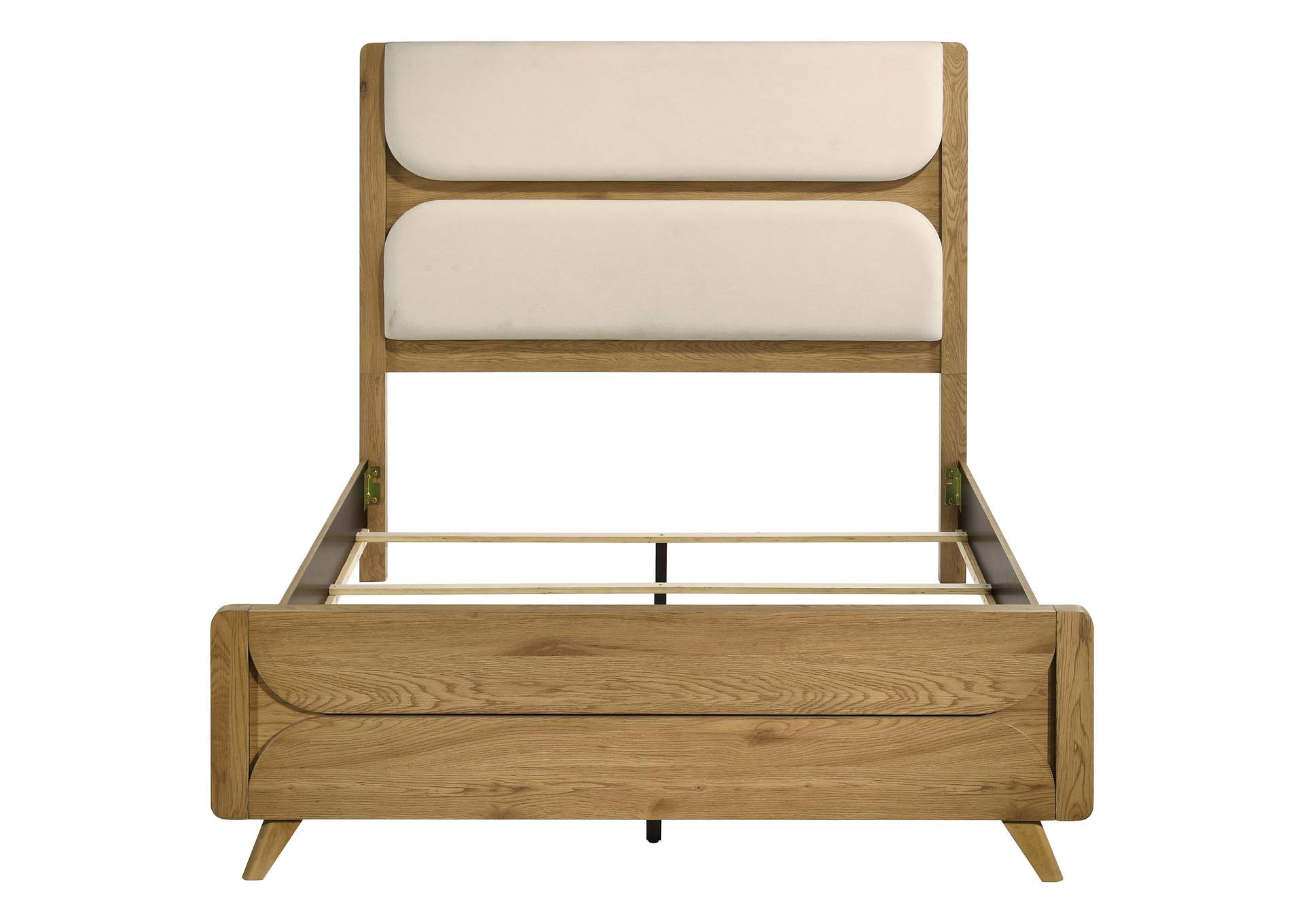 Bennett 63-inch Queen Upholstered Panel Bed Cream and Light Oak image 5