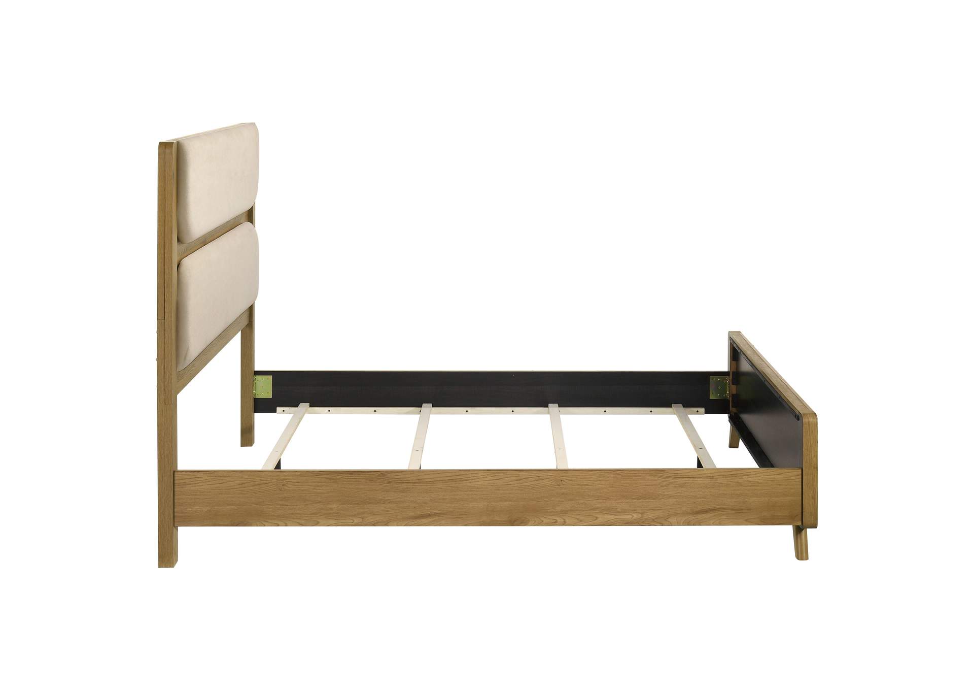 Bennett 63-inch Queen Upholstered Panel Bed Cream and Light Oak image 7
