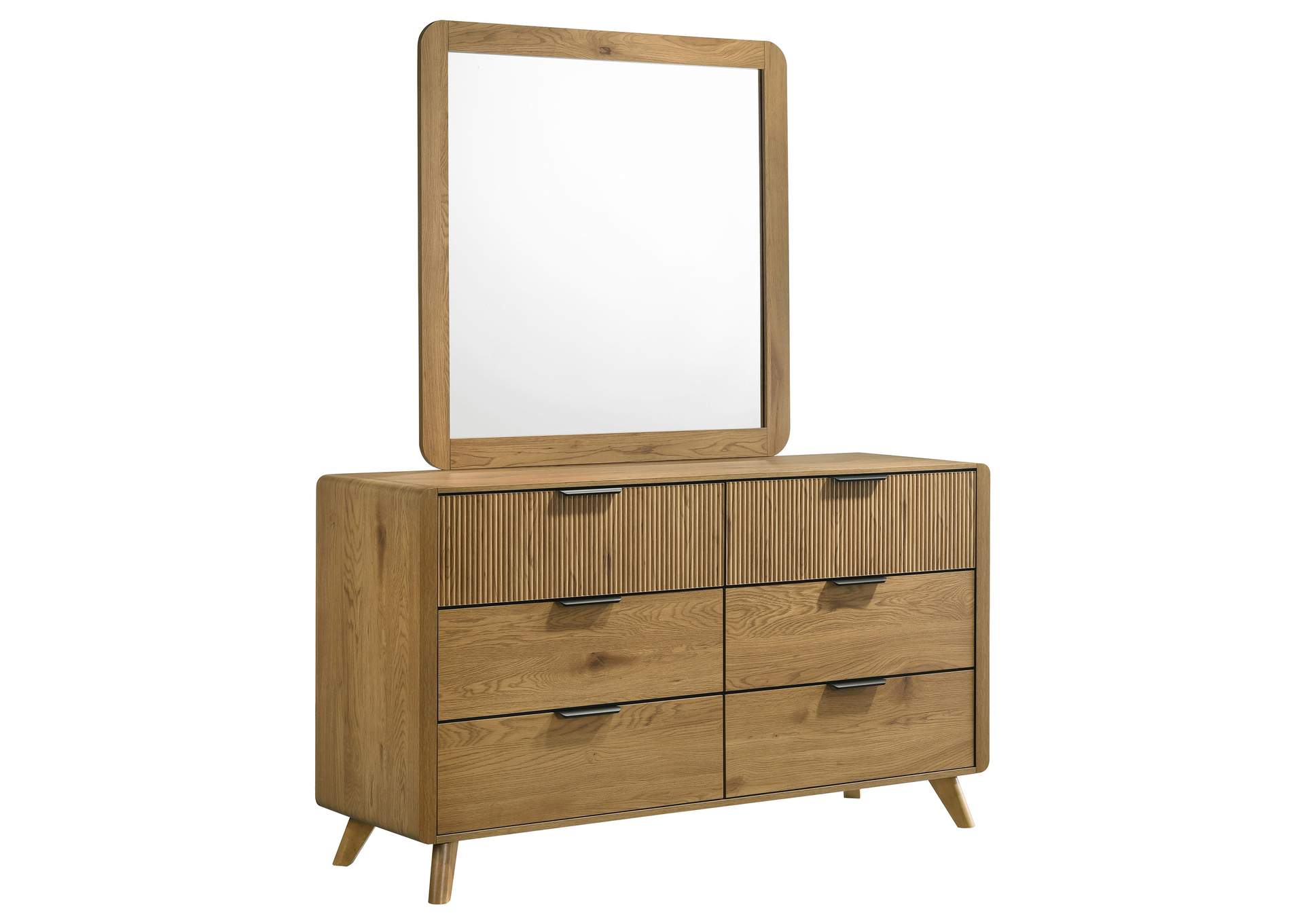 Bennett 6-drawer Bedroom Dresser and Mirror Set Light Oak image 1
