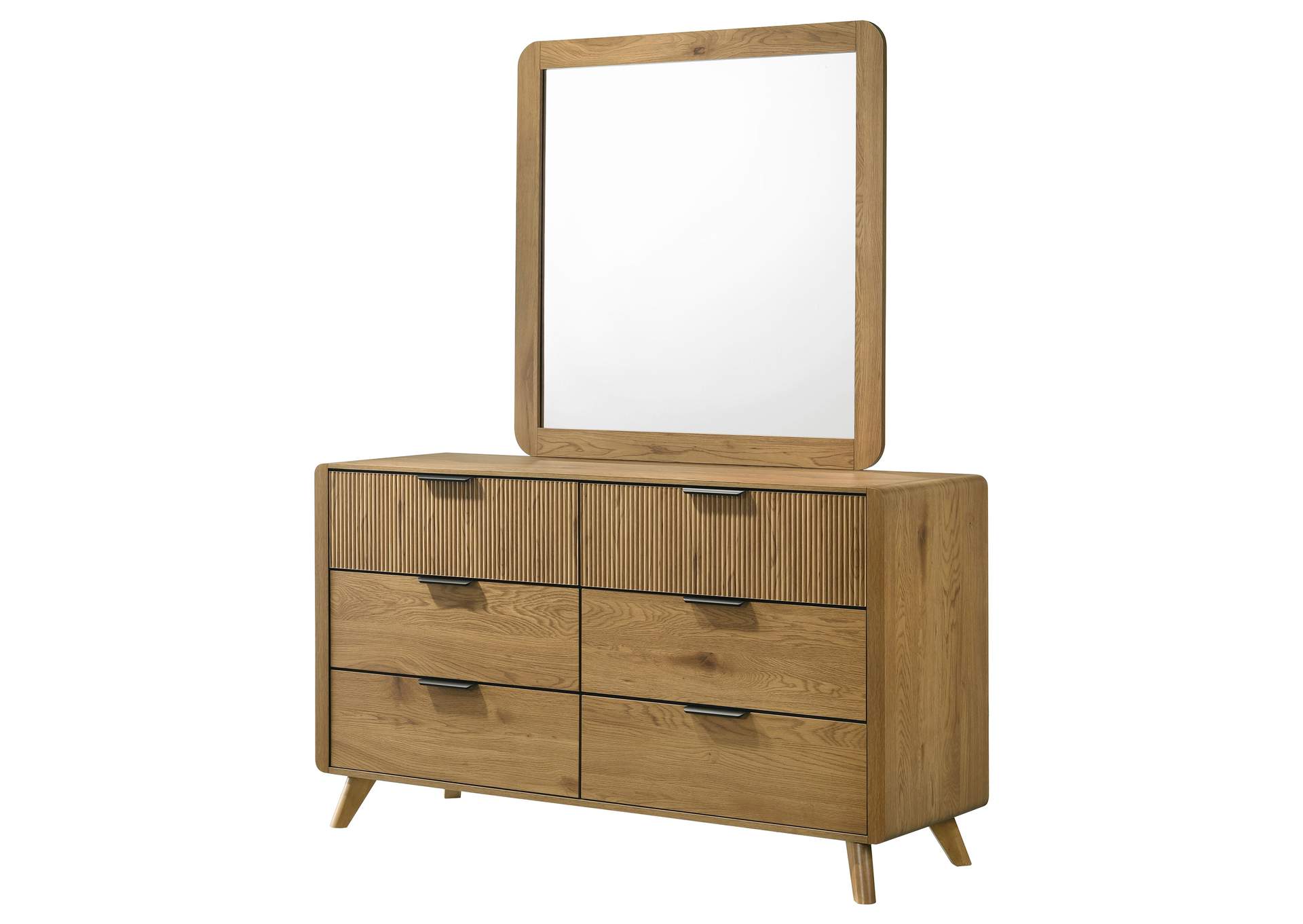 Bennett 6-drawer Bedroom Dresser and Mirror Set Light Oak image 5