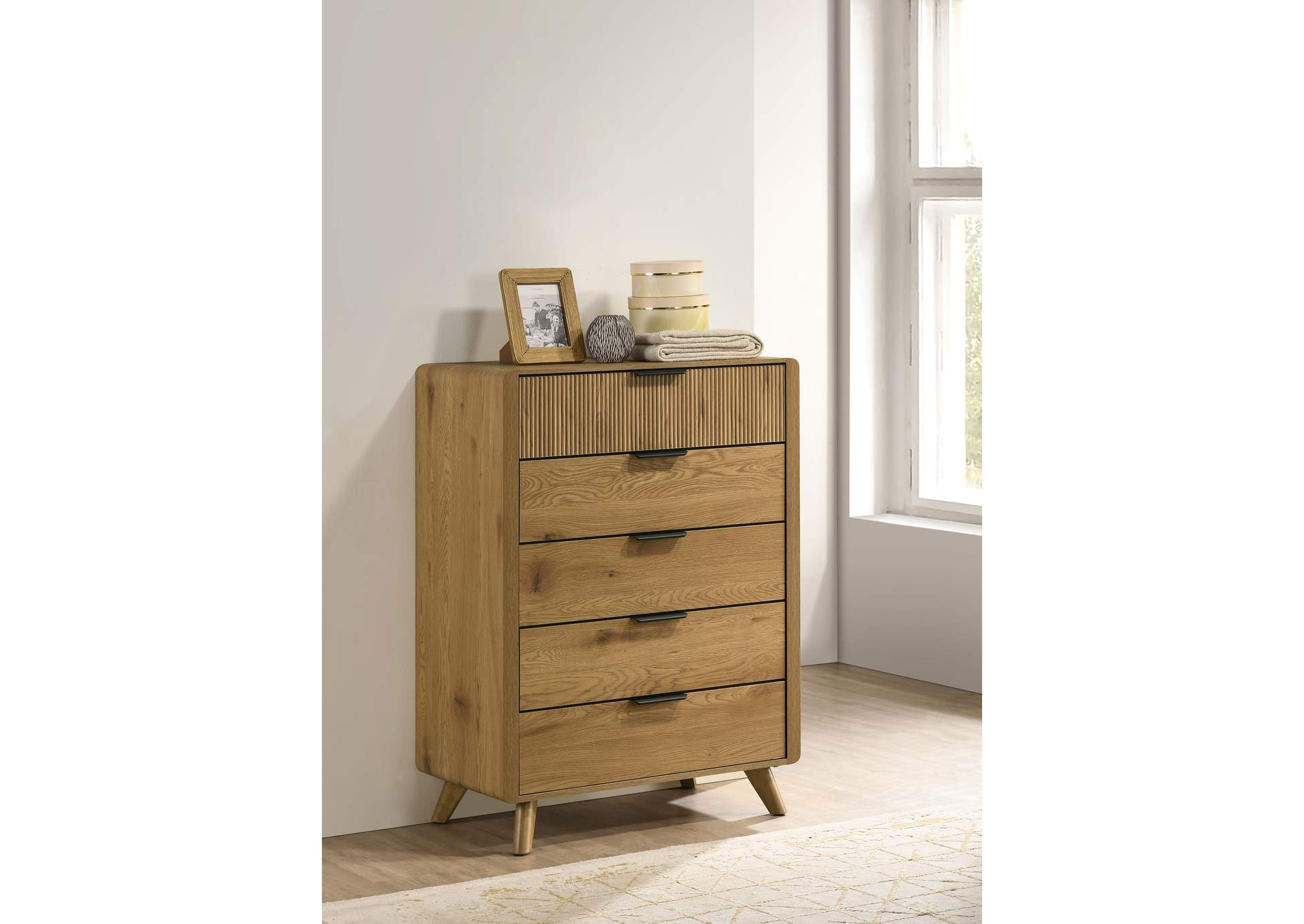 Bennett 5-drawer Bedroom Chest of Drawers Light Oak image 3