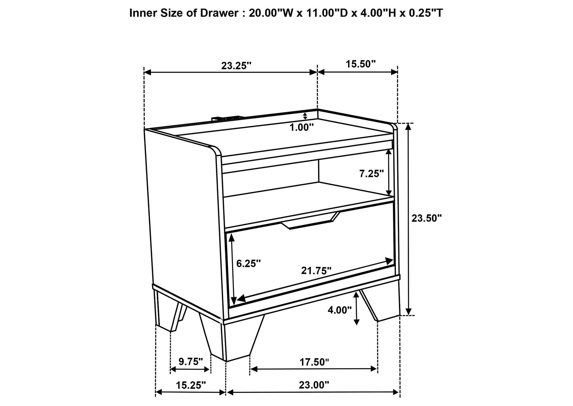 Henderson 1-drawer LED Nightstand Bedside Table Medium Oak image 13