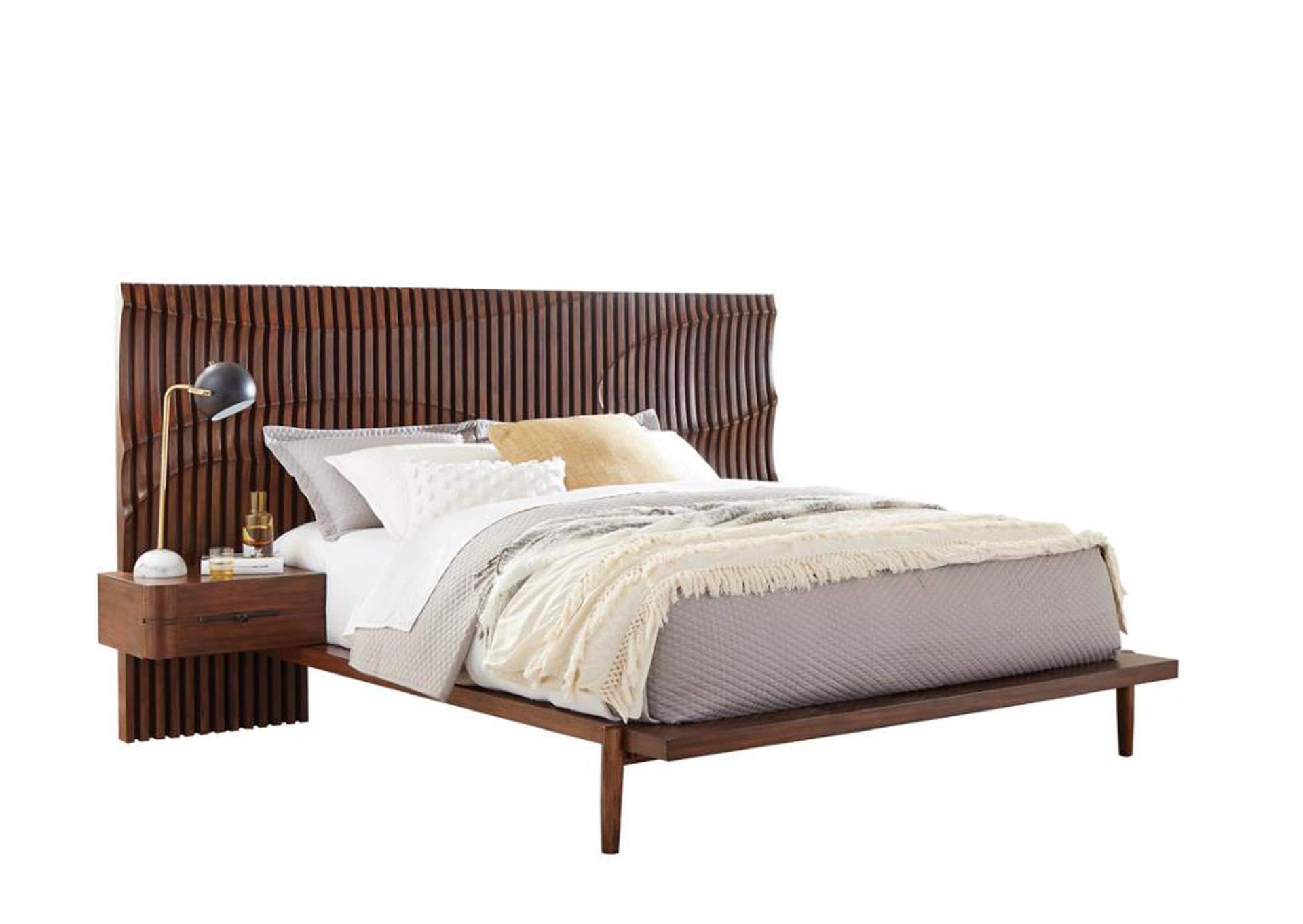 San Mateo Eastern King 2-piece Platform Bedroom Set with Nightstand Panel Desert Teak image 1