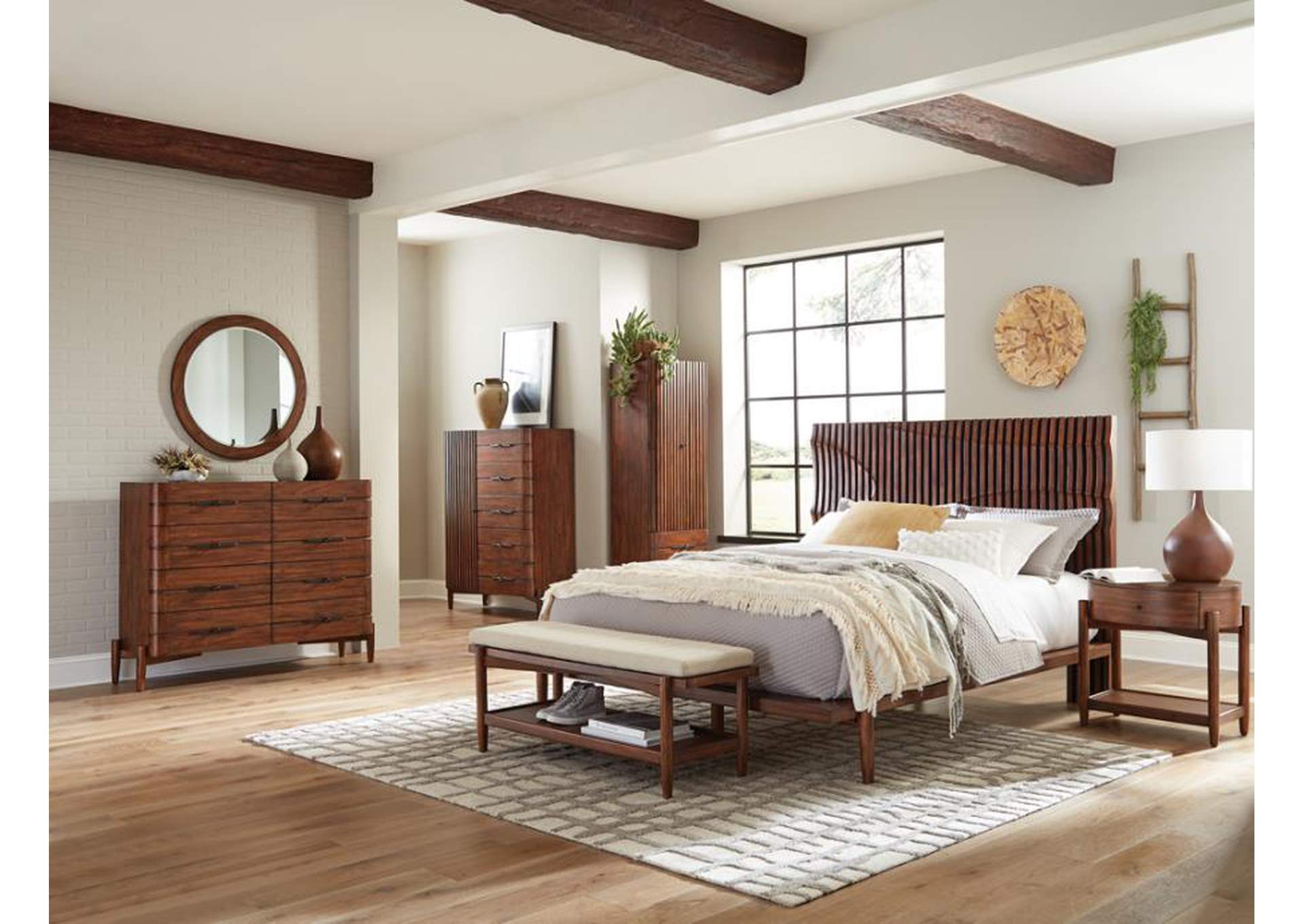 San Mateo Eastern King 2-piece Platform Bedroom Set with Nightstand Panel Desert Teak image 5