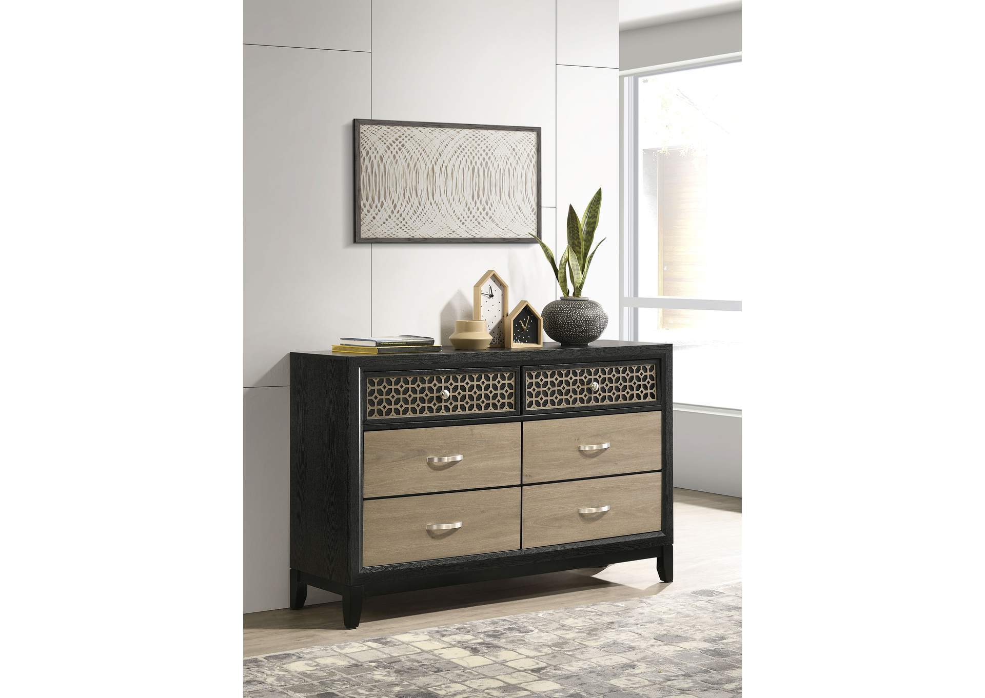 Valencia 6-drawer Dresser Black