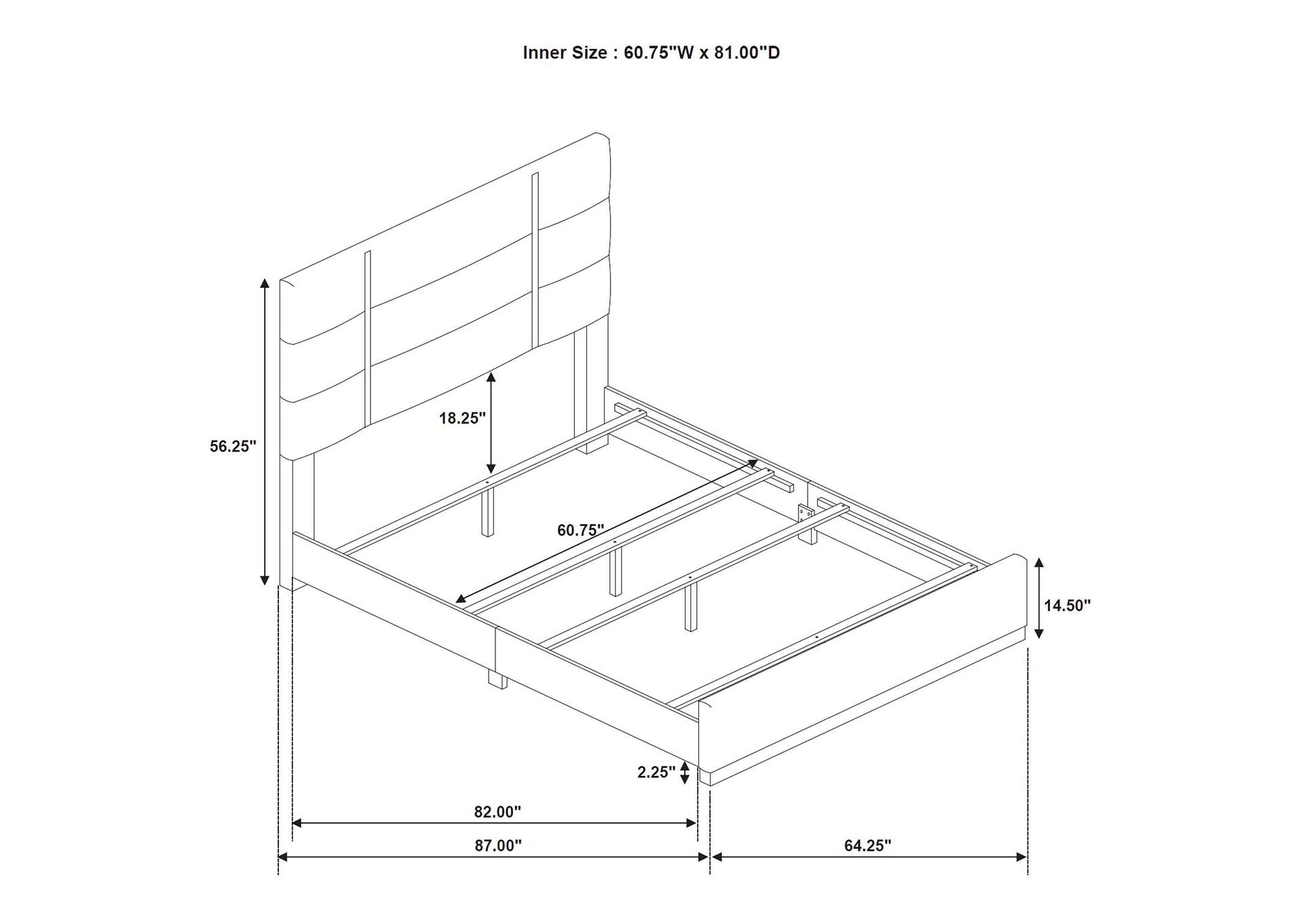 Ines 52-inch Fabric Upholstered Queen Panel Bed Navy image 11