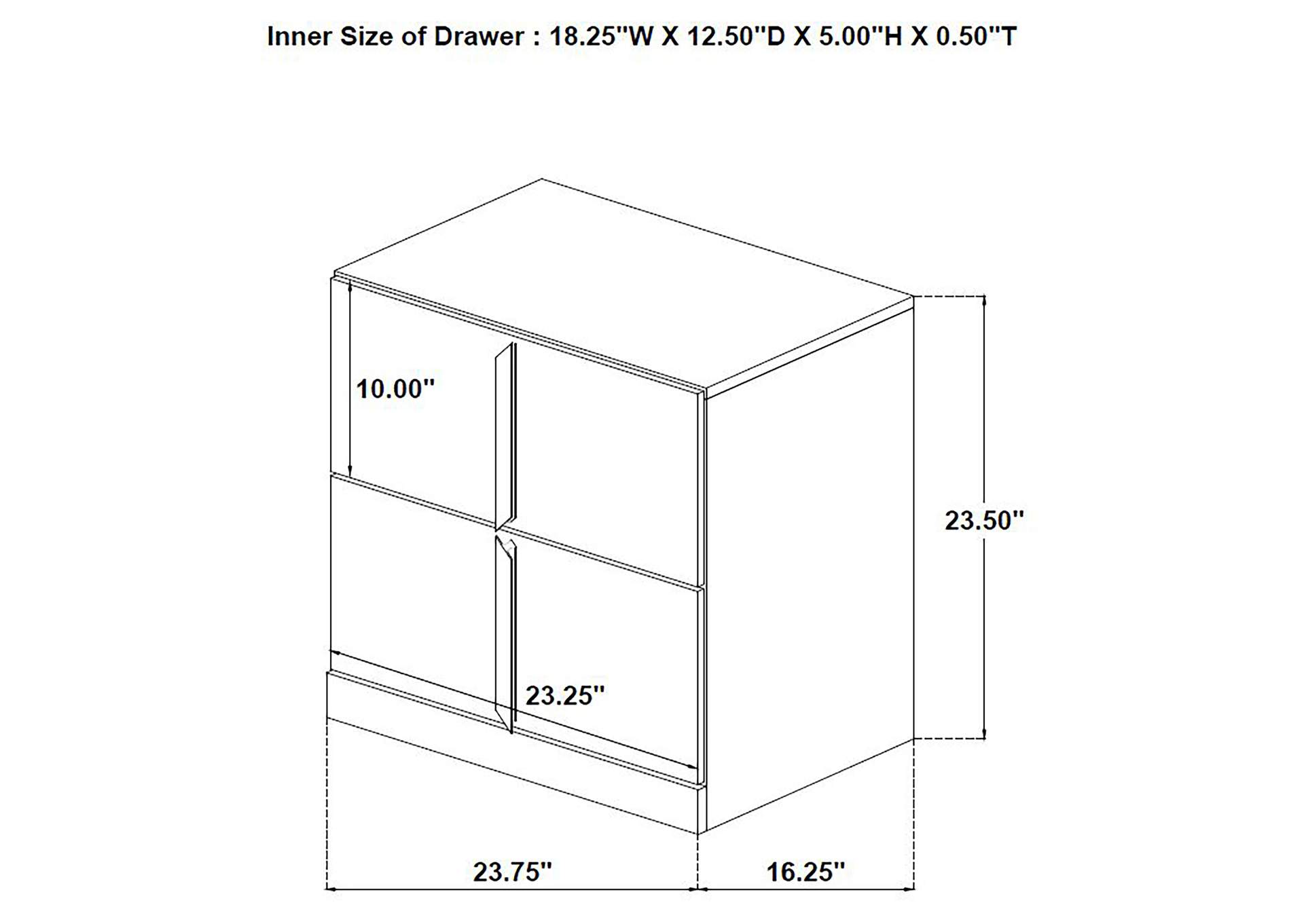 Ines 2-drawer Nightstand Bedside Table White High Gloss image 11