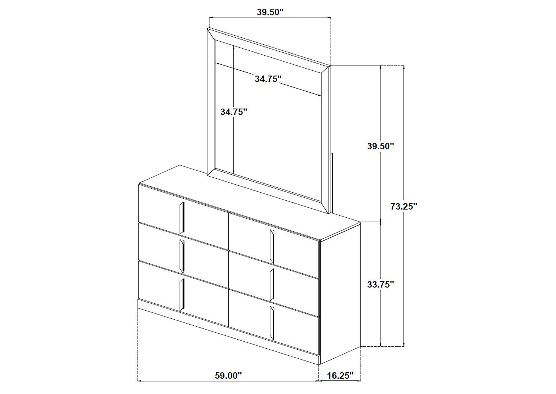 Ines 6-drawer Bedroom Dresser with Mirror White High Gloss image 11