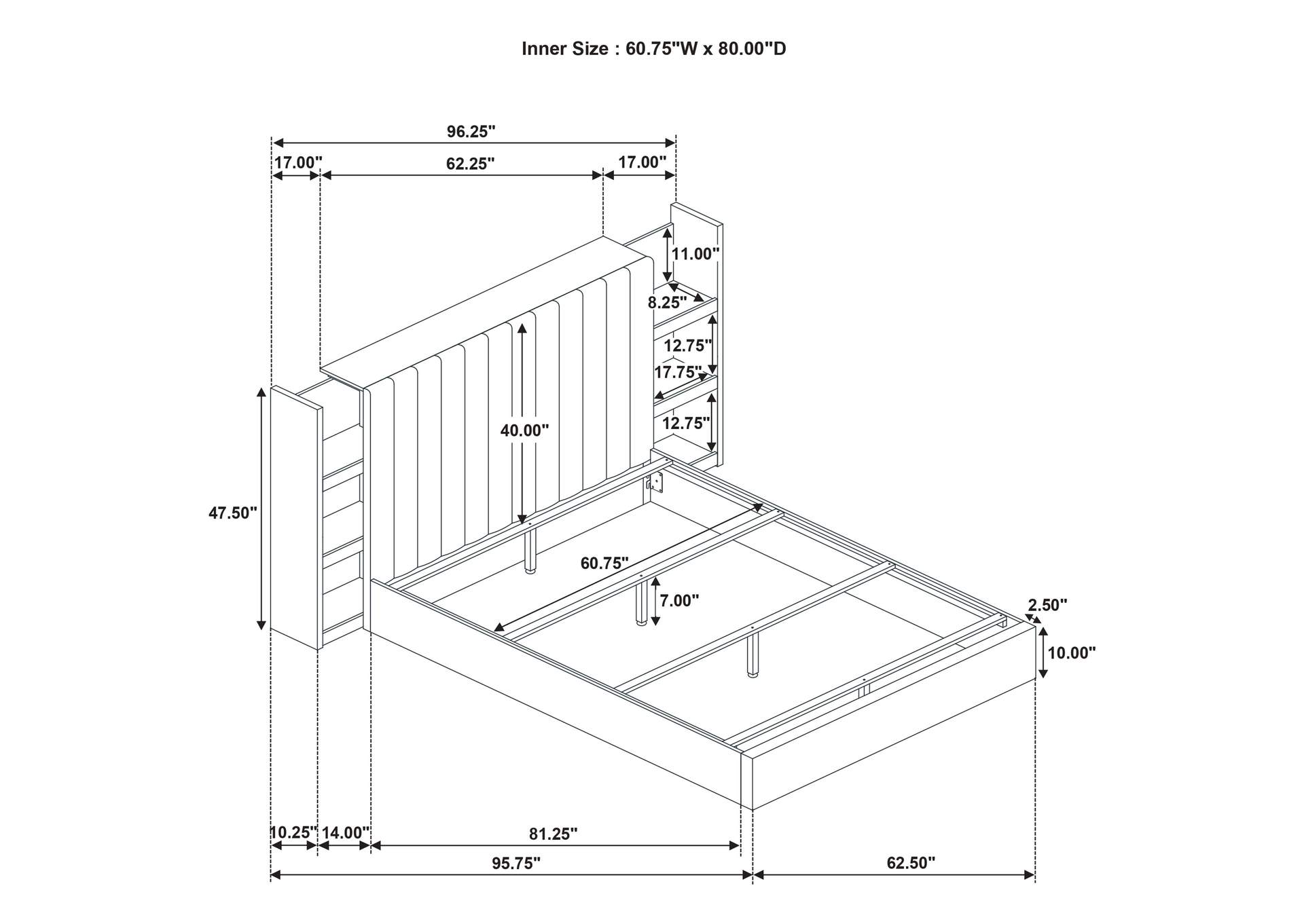 Arielle Queen Bookcase Panel Storage Bed Light Oak image 15