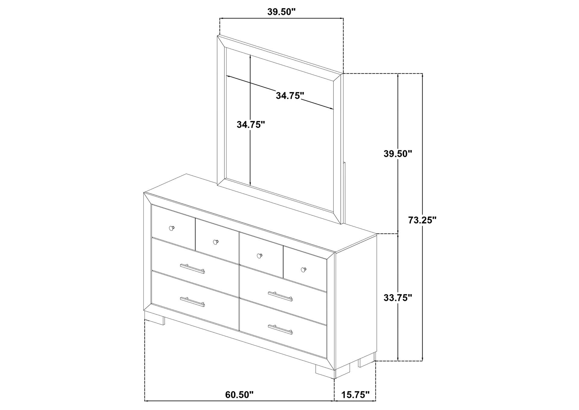 Arielle 6-drawer Bedroom Dresser with Mirror Light Oak image 13