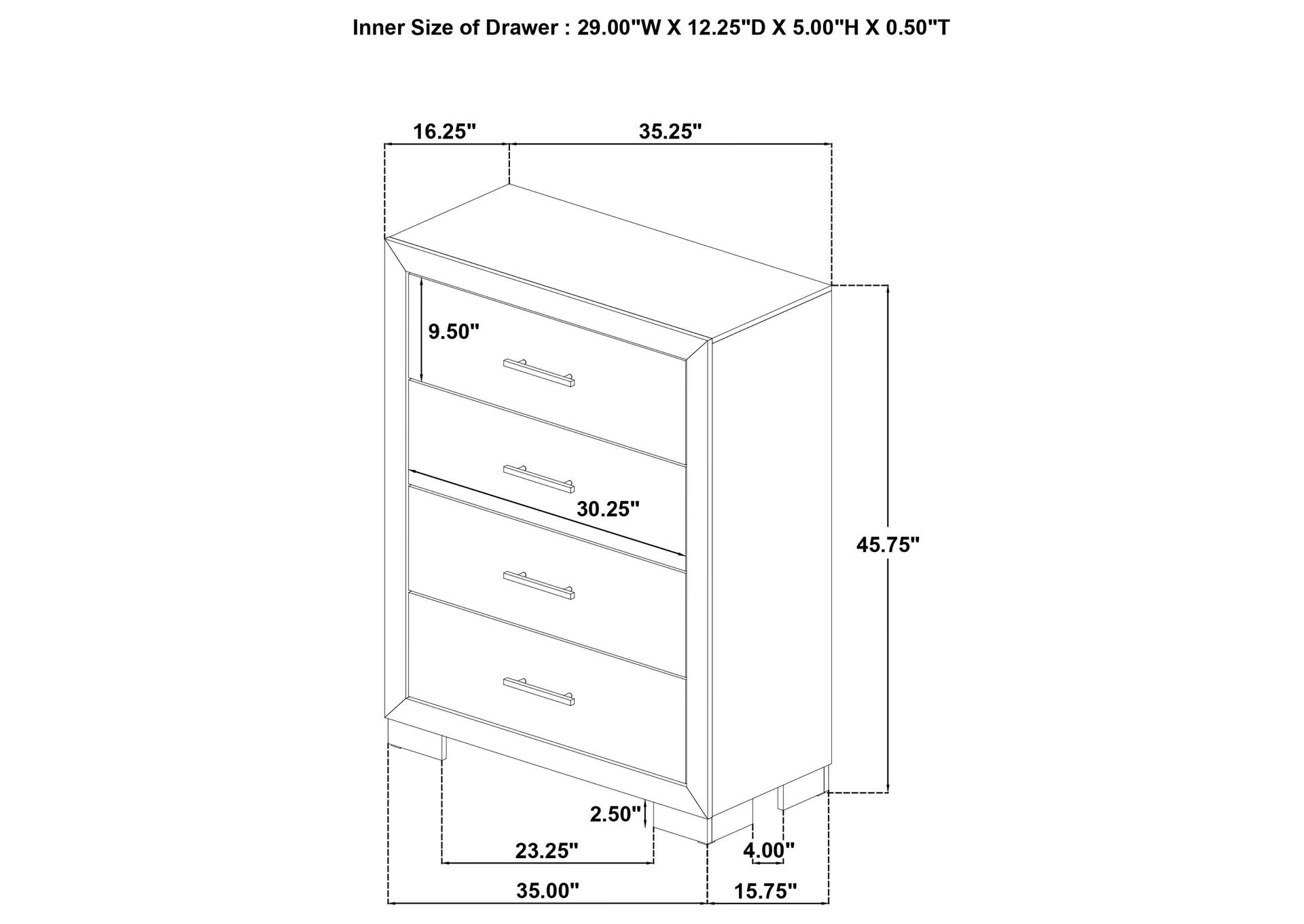 Arielle 4-drawer Bedroom Chest of Drawers Light Oak image 12