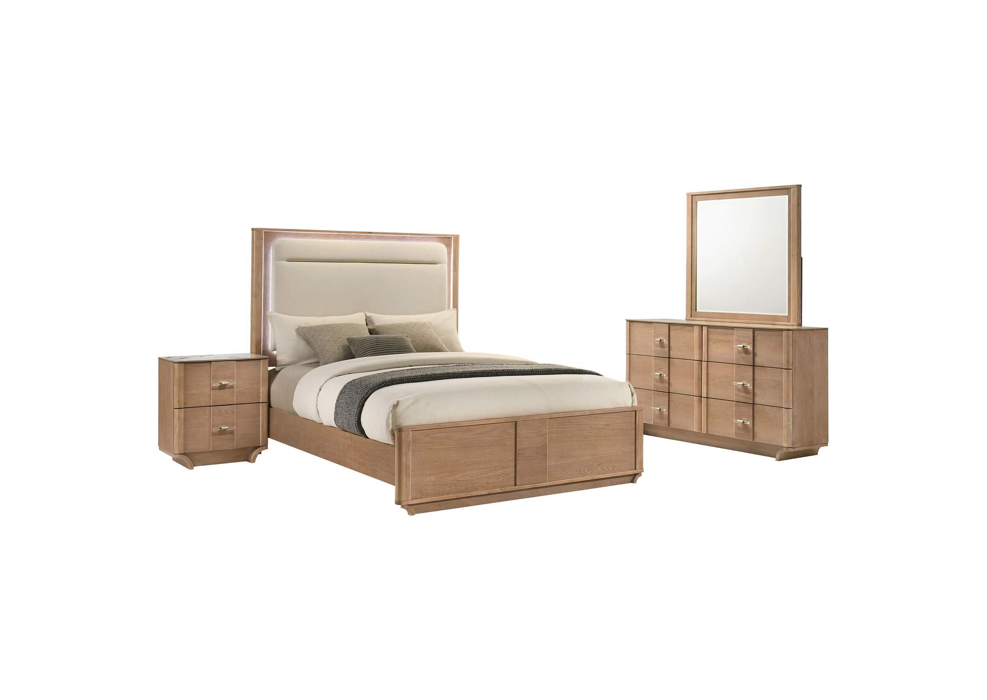 Leanne 4-piece Eastern King Bedroom Set Light Oak image 21