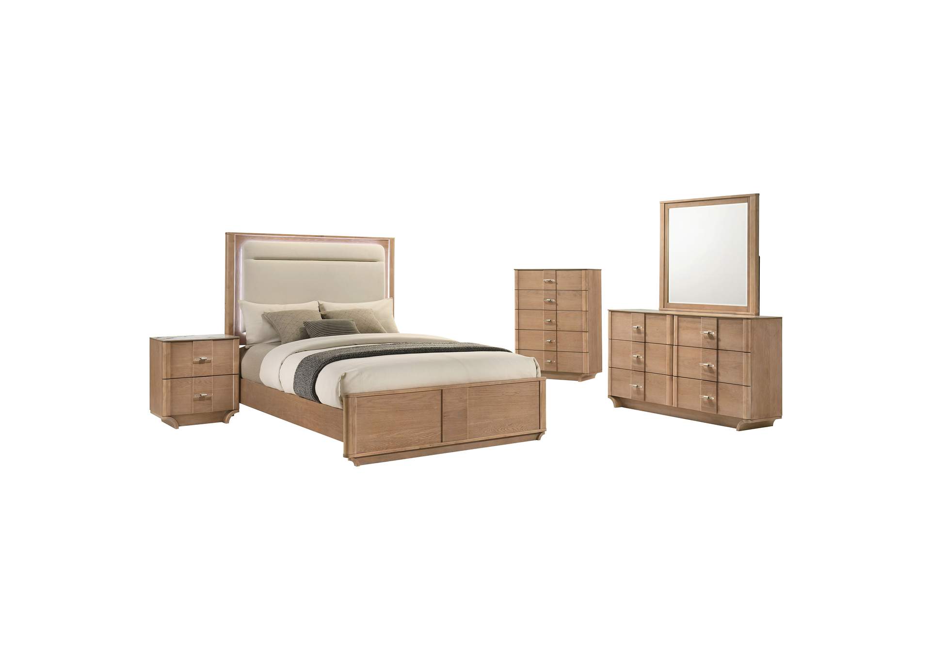 Leanne 5-piece Eastern King Bedroom Set Light Oak image 21