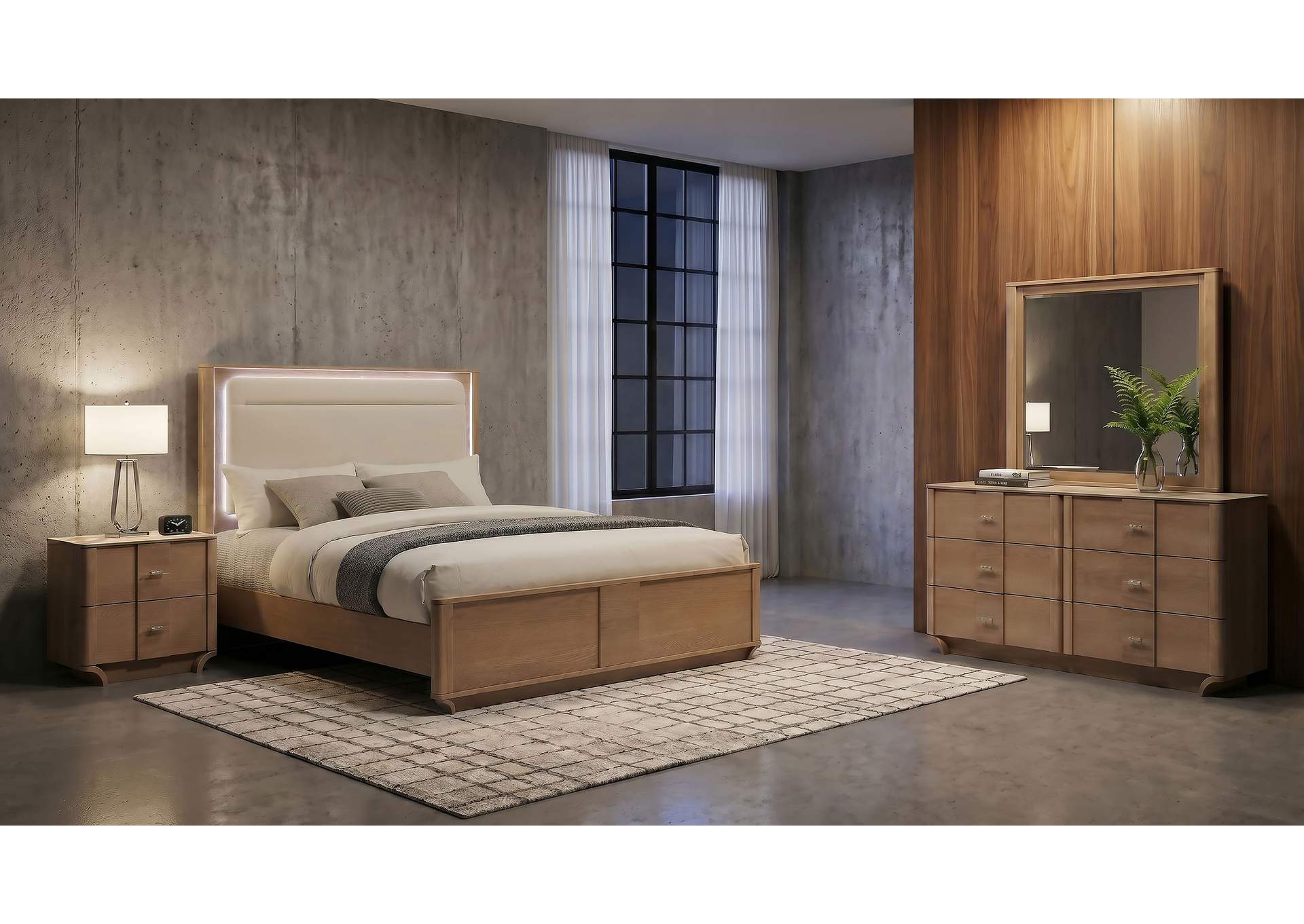 Leanne 4-piece Queen Bedroom Set Light Oak image 1