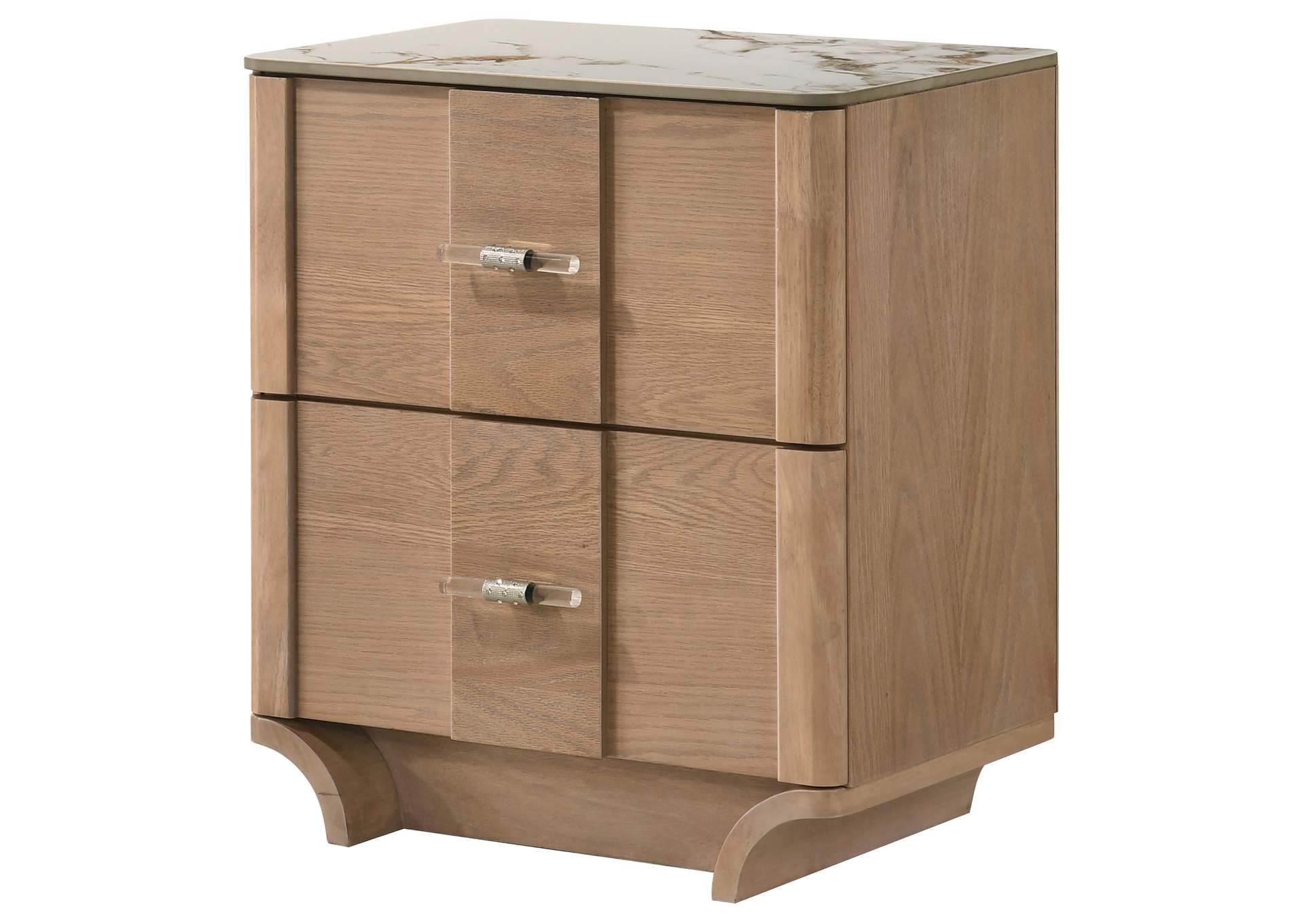 Leanne 2-drawer Sinter Stone Top Nightstand Light Oak image 16