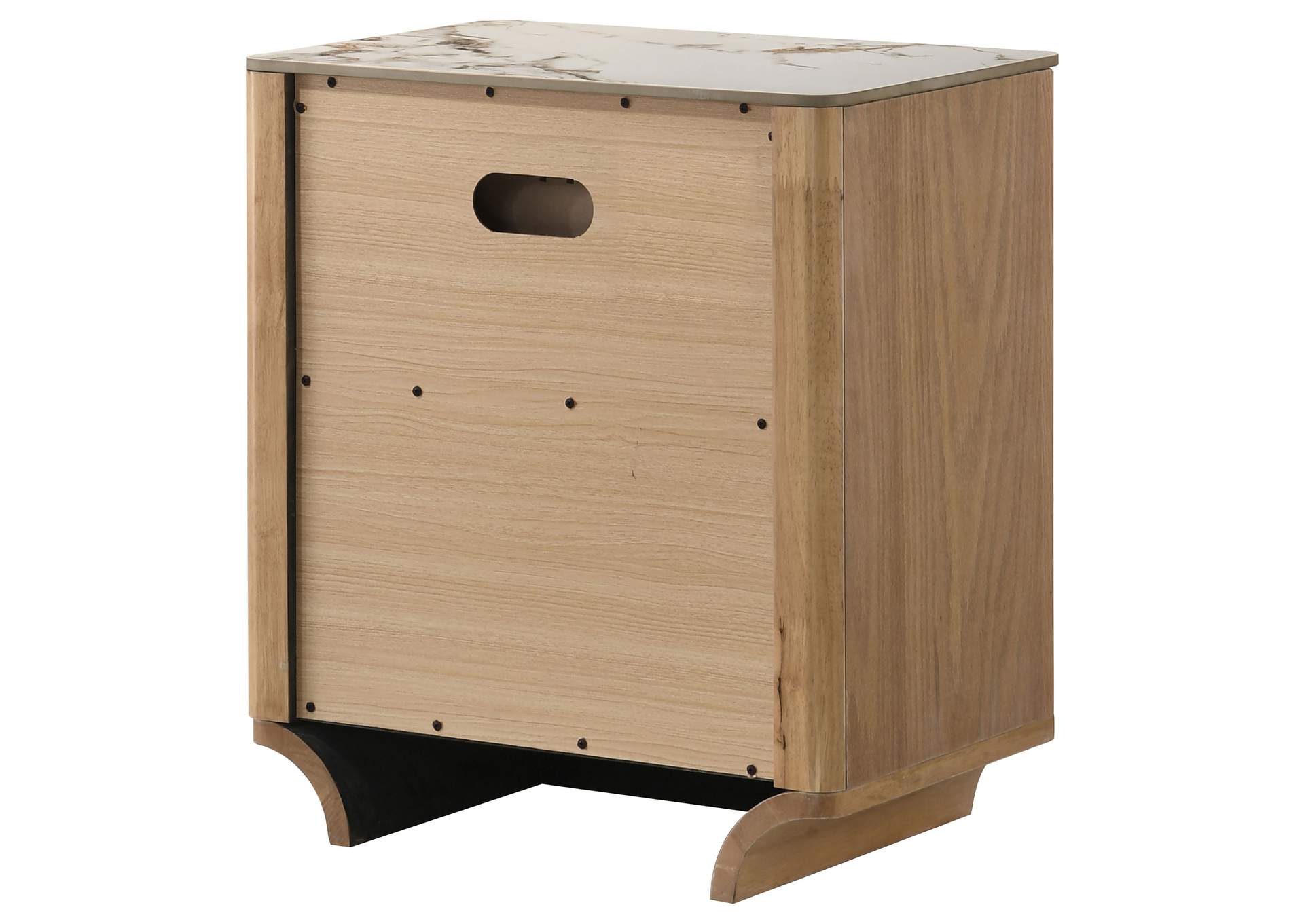 Leanne 2-drawer Sinter Stone Top Nightstand Light Oak image 12