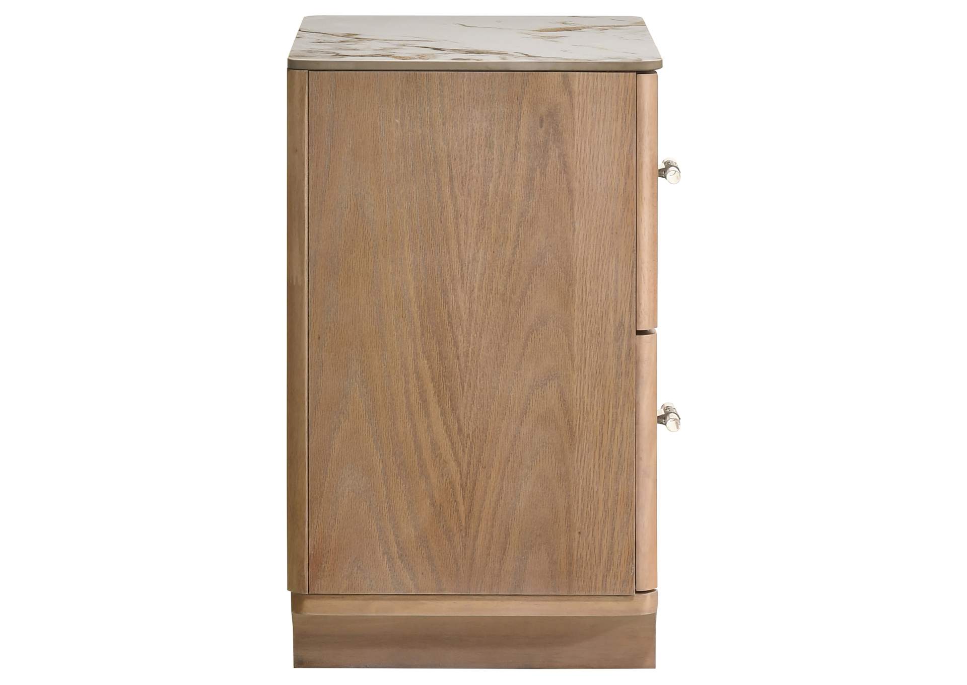 Leanne 2-drawer Sinter Stone Top Nightstand Light Oak image 3