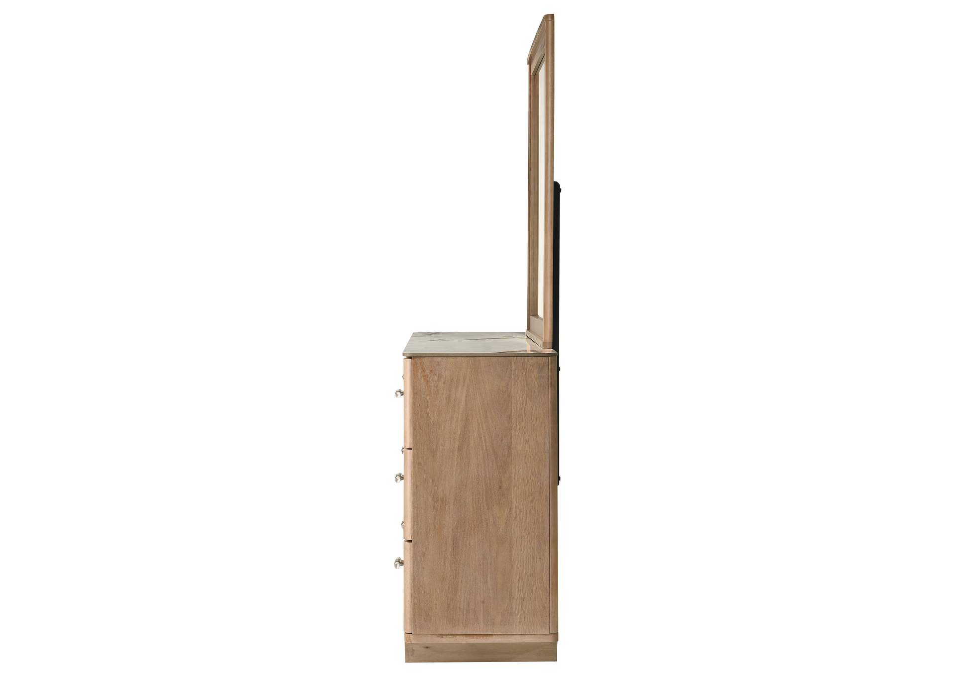 Leanne 6-drawer Sinter Stone Top Dresser and Mirror Light Oak image 6