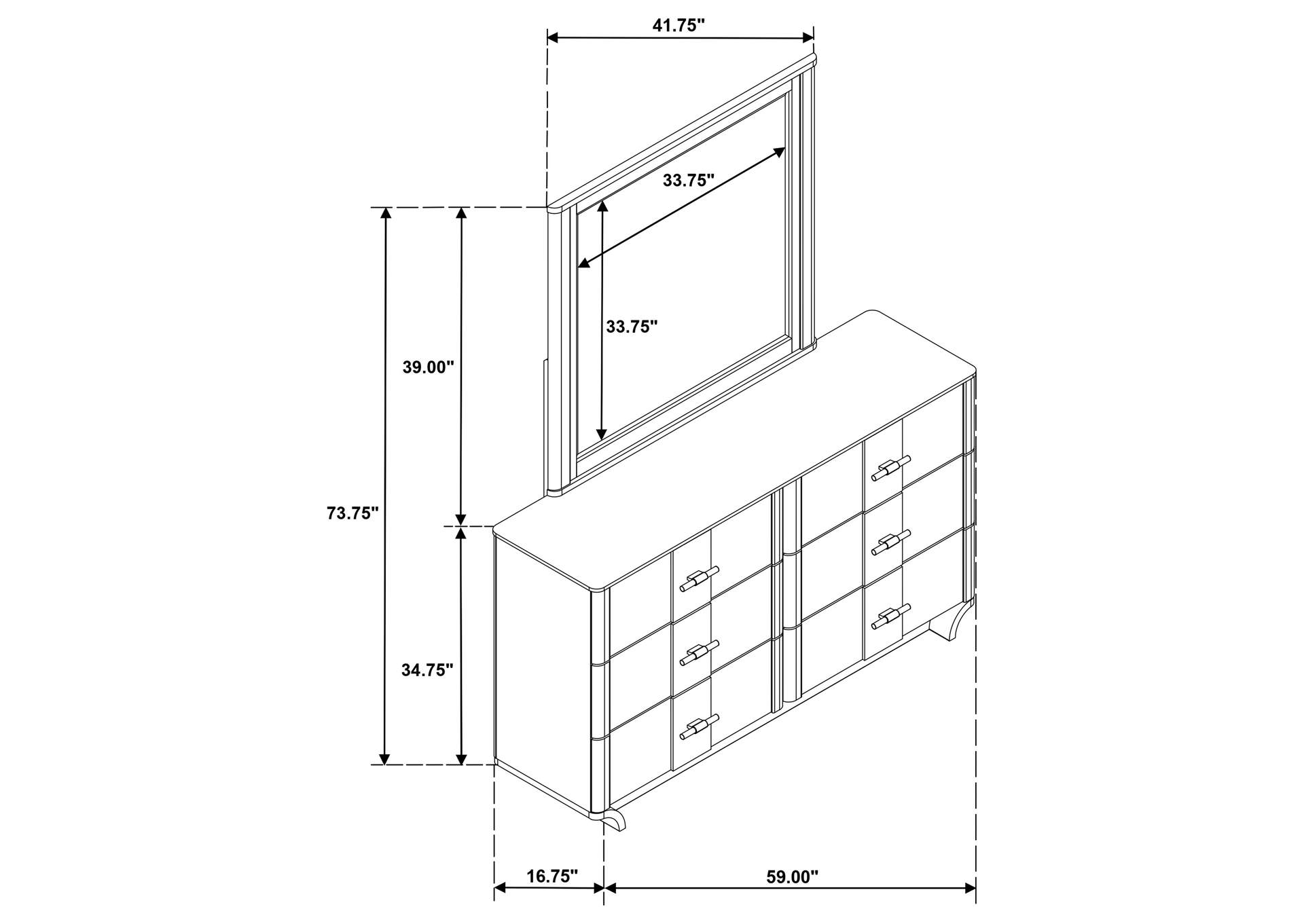 Leanne 6-drawer Sinter Stone Top Dresser and Mirror Light Oak image 16