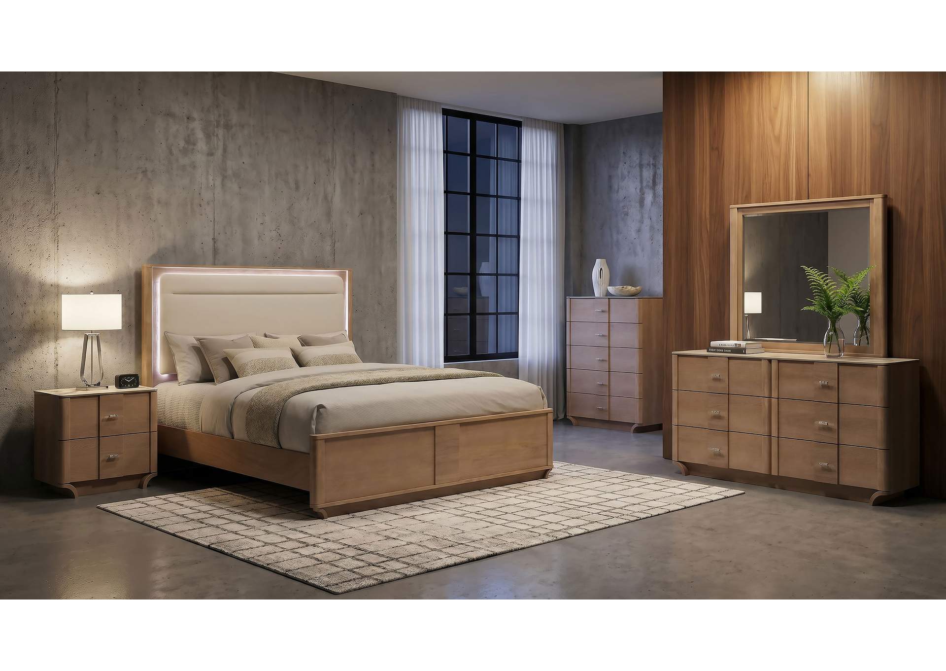 Leanne 6-drawer Sinter Stone Top Dresser and Mirror Light Oak image 17