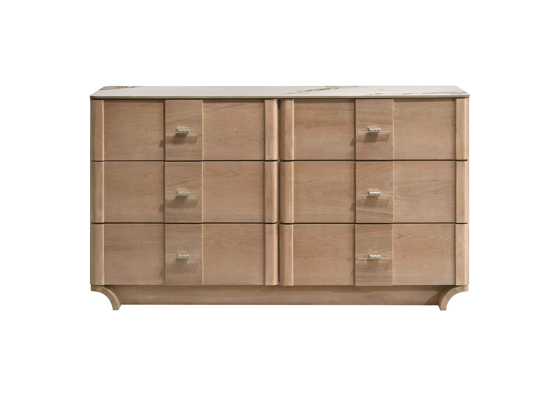 Leanne 6-drawer Sinter Stone Top Dresser Cabinet Light Oak image 4