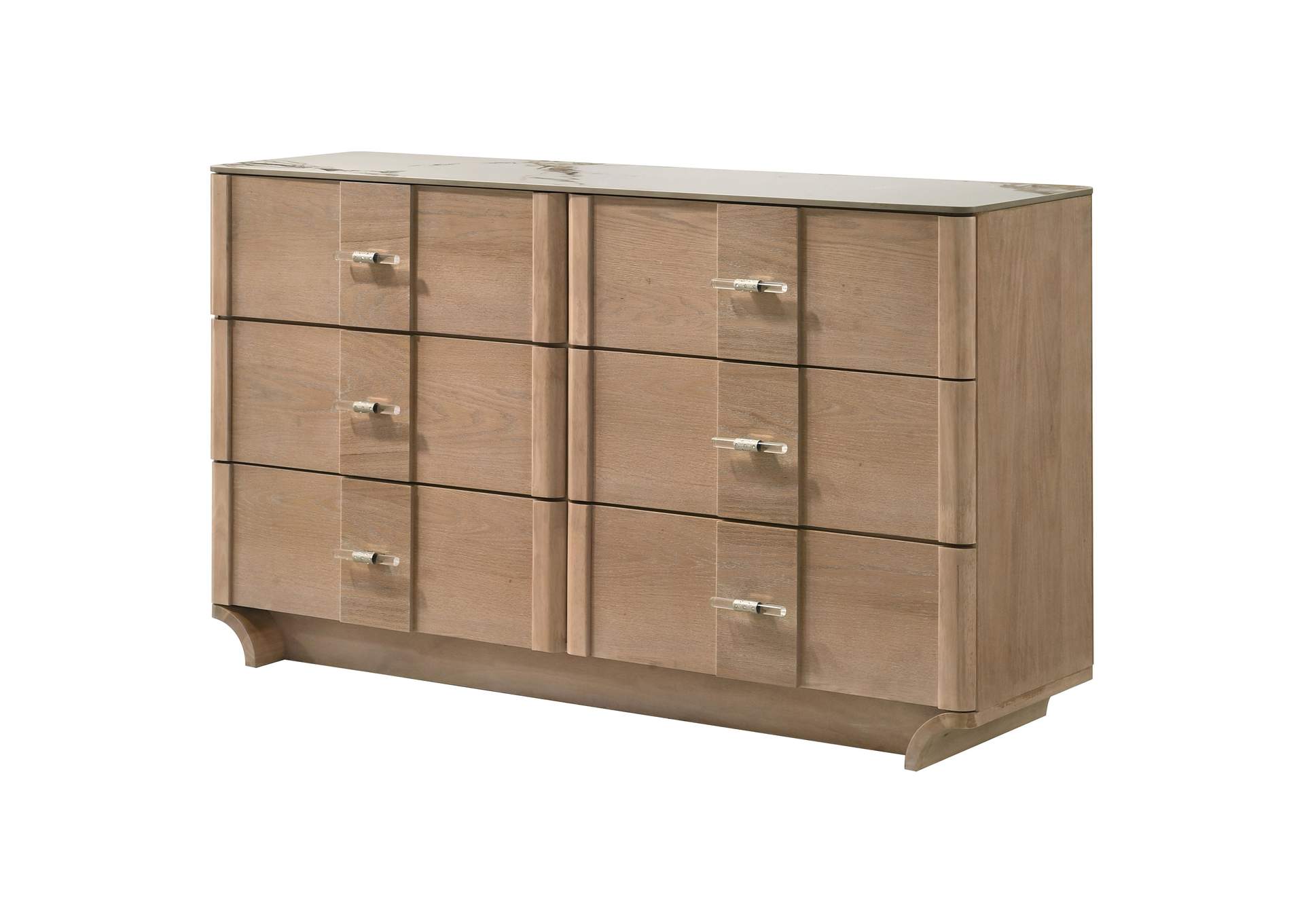 Leanne 6-drawer Sinter Stone Top Dresser Cabinet Light Oak image 5