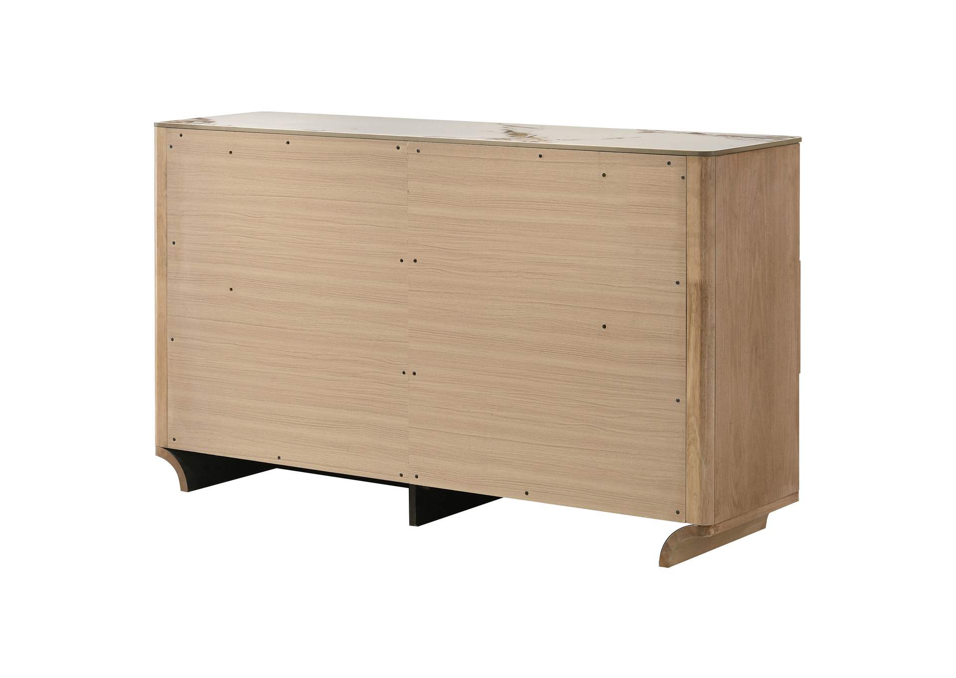 Leanne 6-drawer Sinter Stone Top Dresser Cabinet Light Oak image 9