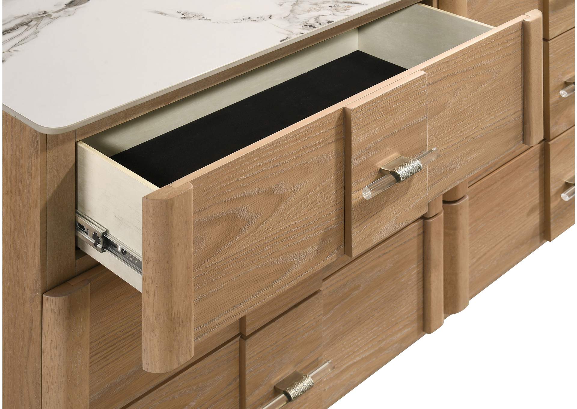 Leanne 6-drawer Sinter Stone Top Dresser Cabinet Light Oak image 11