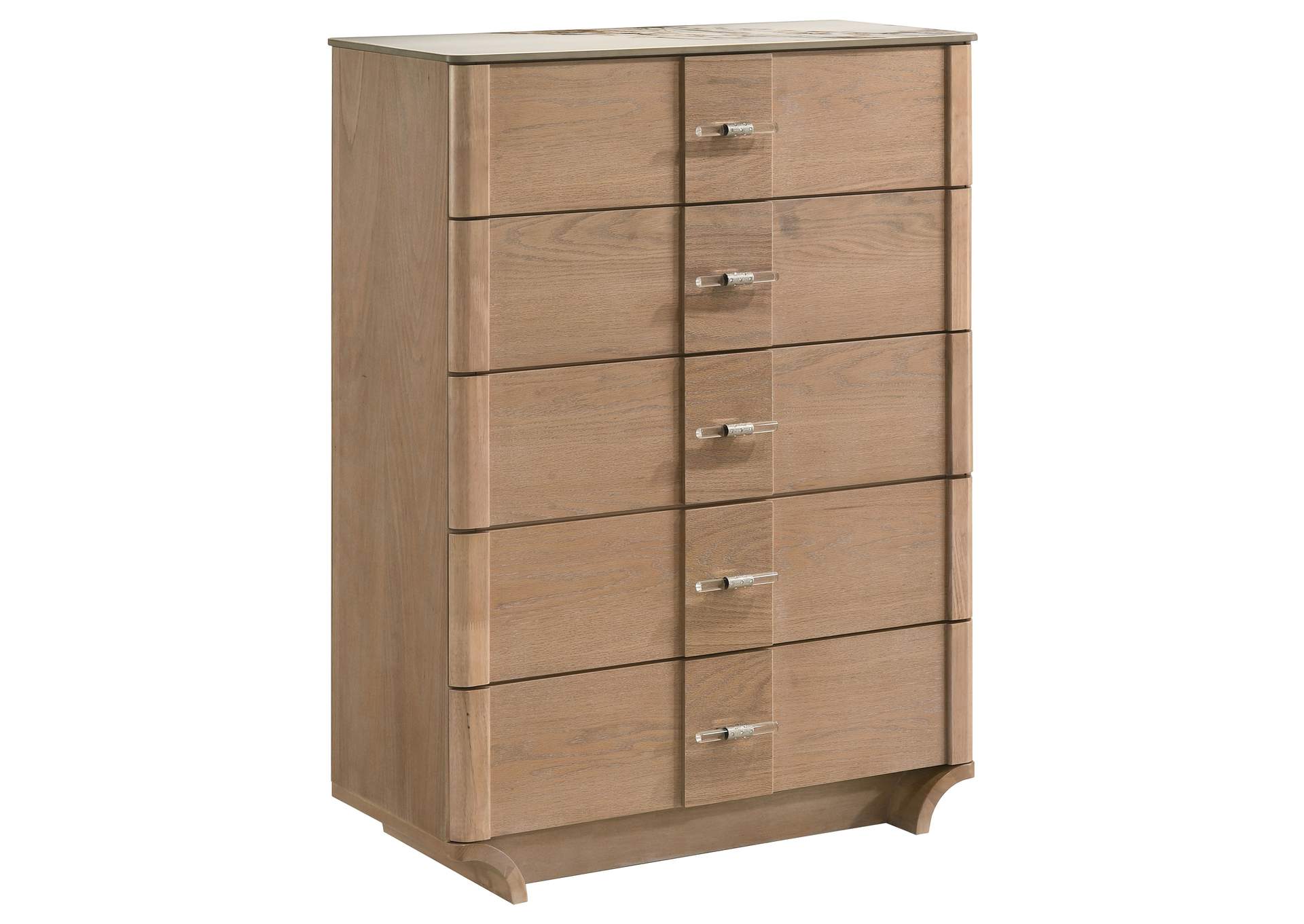 Leanne 5-drawer Sinter Stone Top Chest of Drawers Light Oak image 1