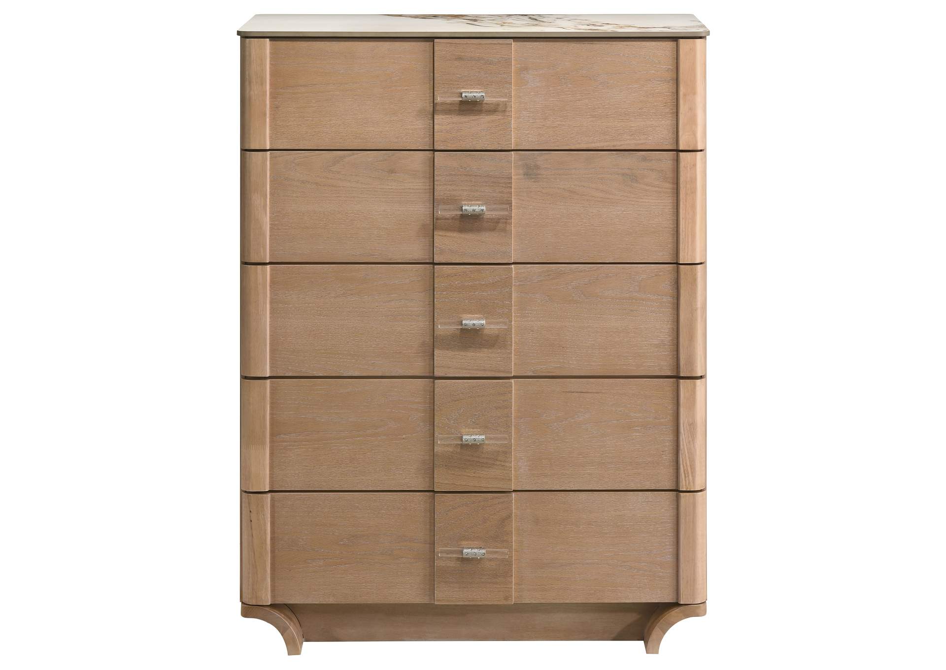Leanne 5-drawer Sinter Stone Top Chest of Drawers Light Oak image 4