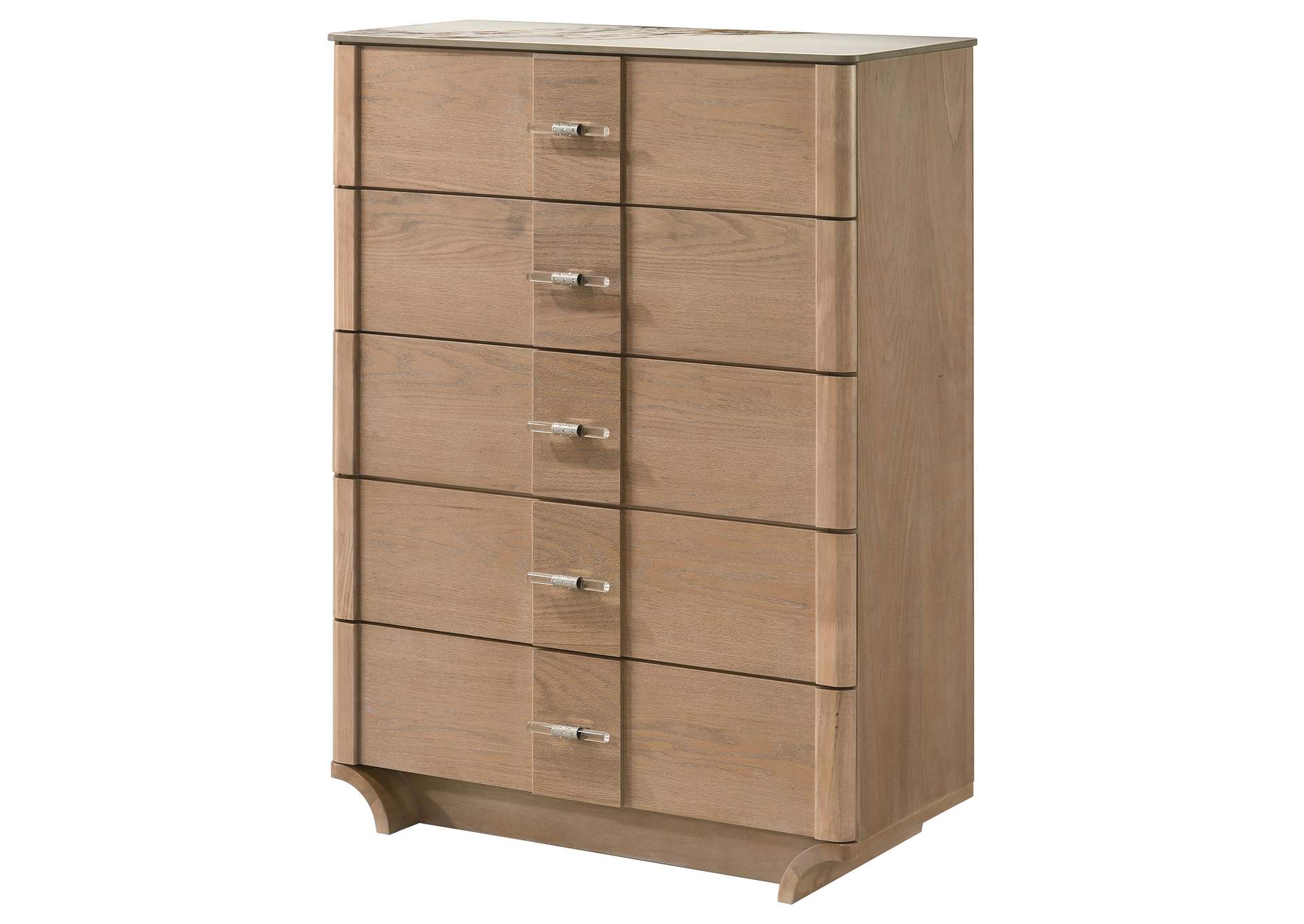 Leanne 5-drawer Sinter Stone Top Chest of Drawers Light Oak image 5