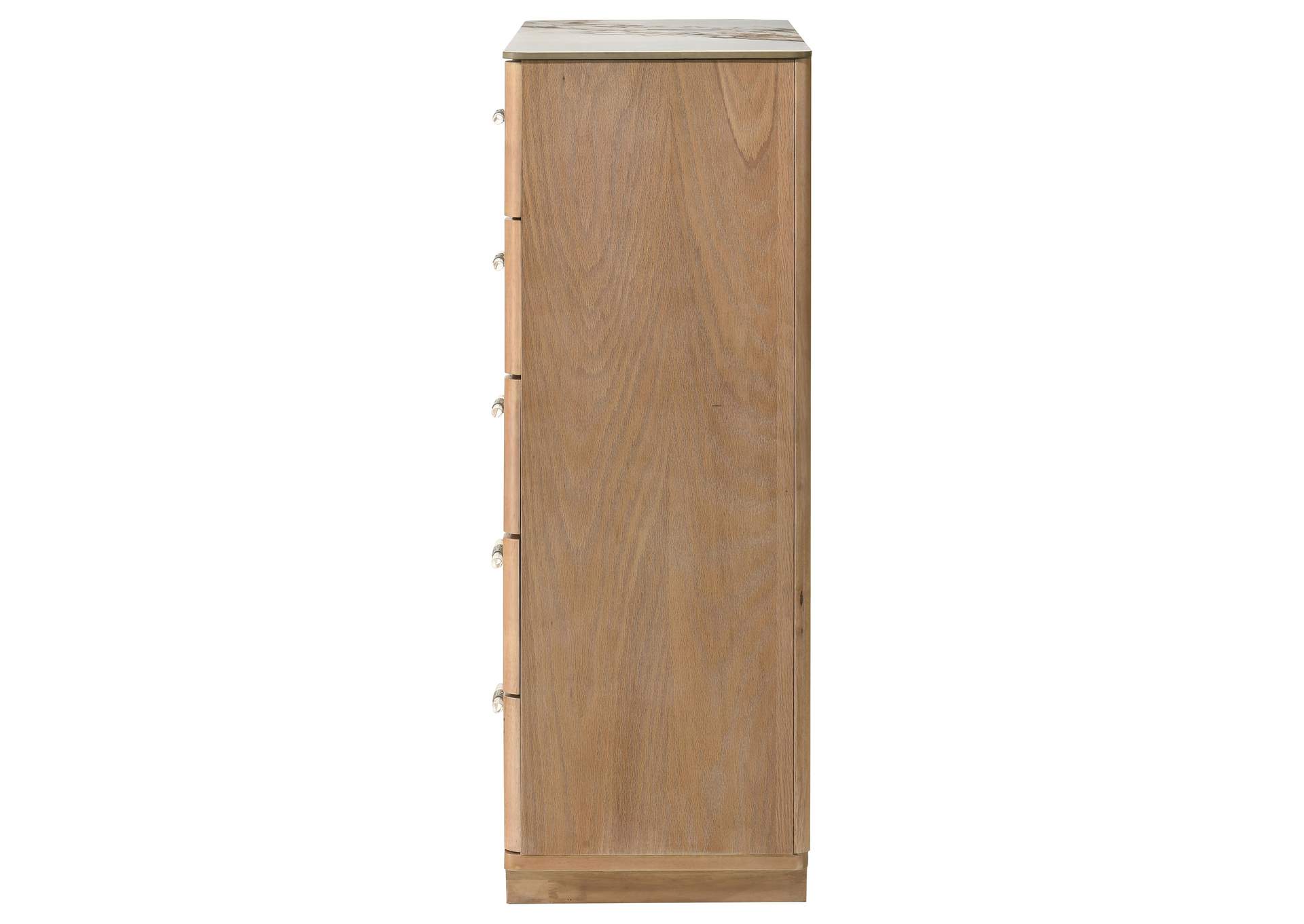 Leanne 5-drawer Sinter Stone Top Chest of Drawers Light Oak image 6