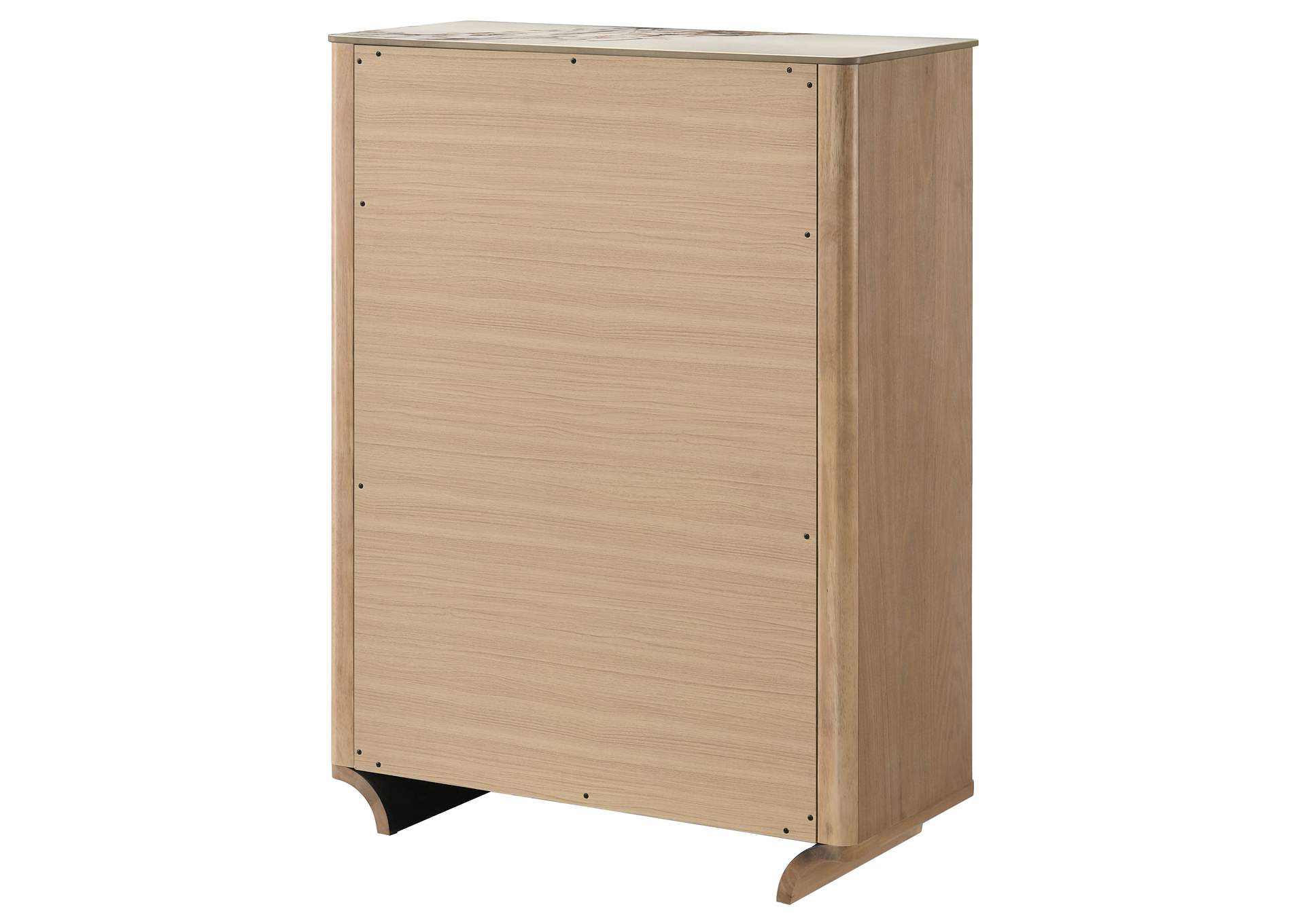 Leanne 5-drawer Sinter Stone Top Chest of Drawers Light Oak image 9