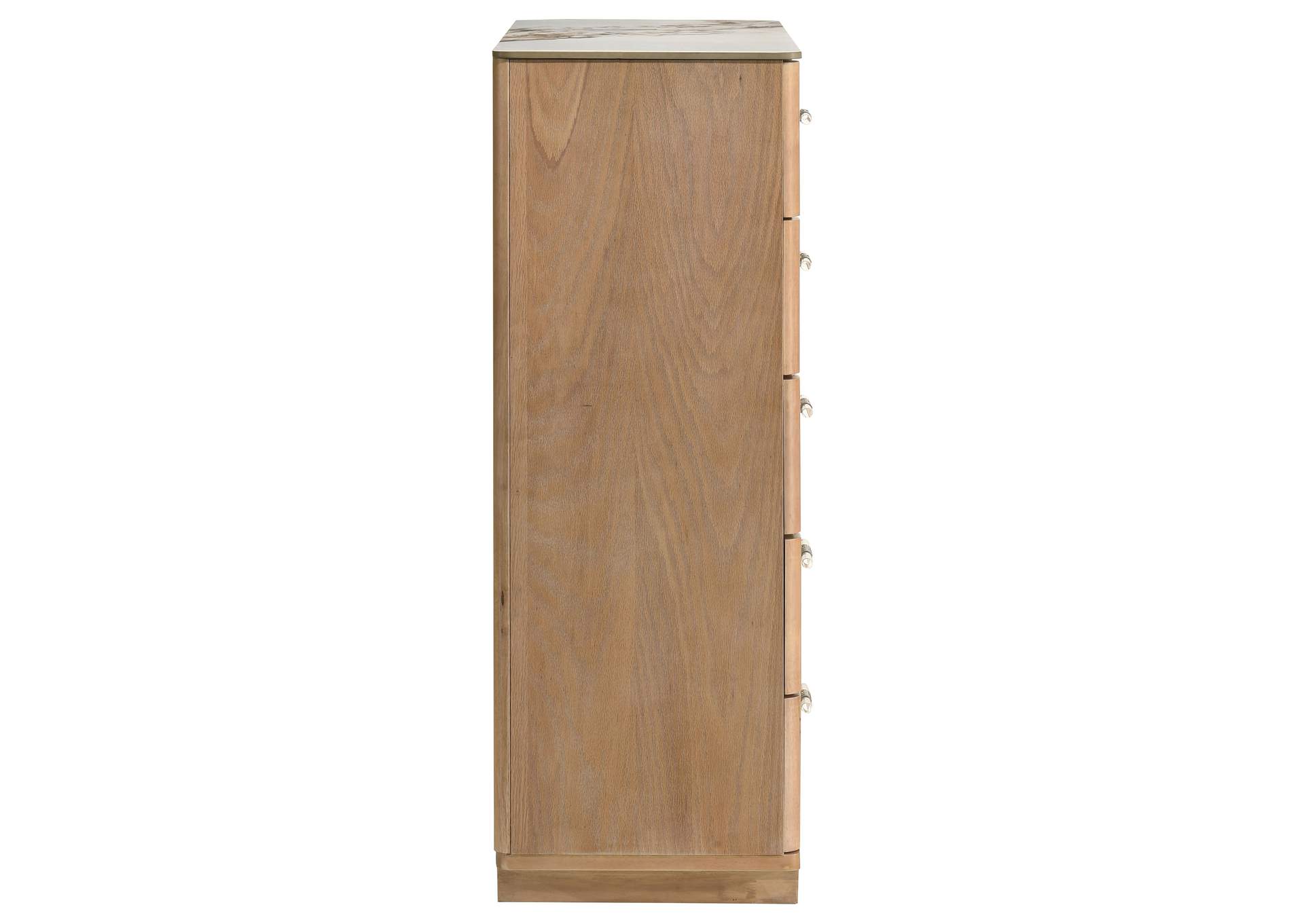 Leanne 5-drawer Sinter Stone Top Chest of Drawers Light Oak image 10
