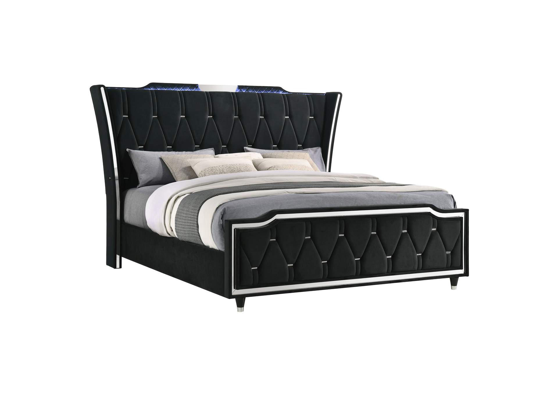 Lorient California King LED Upholstered Bed Black image 4