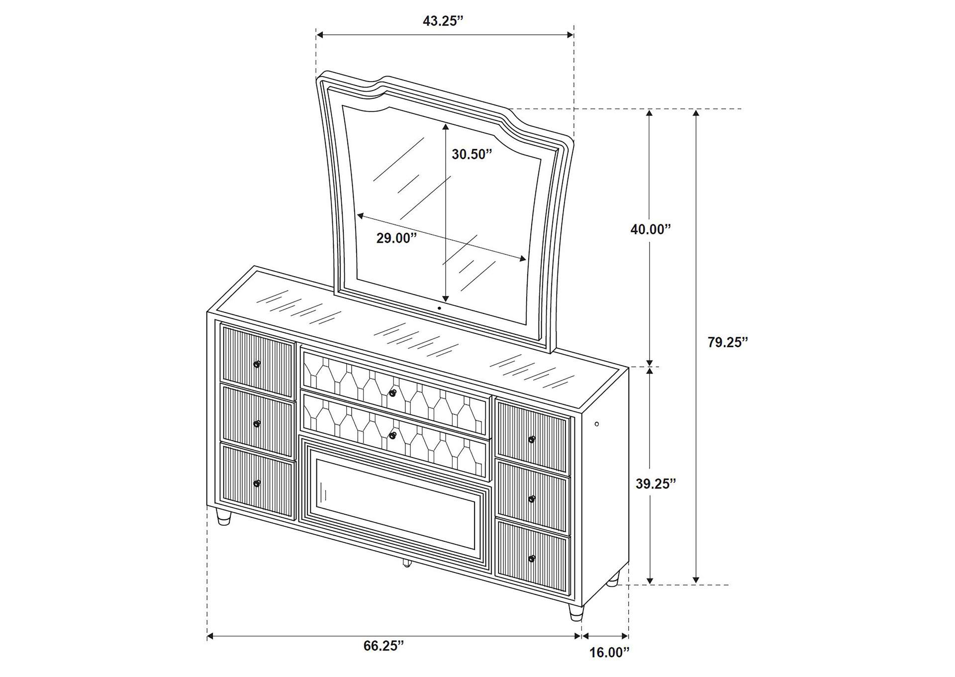 Lorient 8-drawer LED Flame Box Dresser and Mirror Black image 15