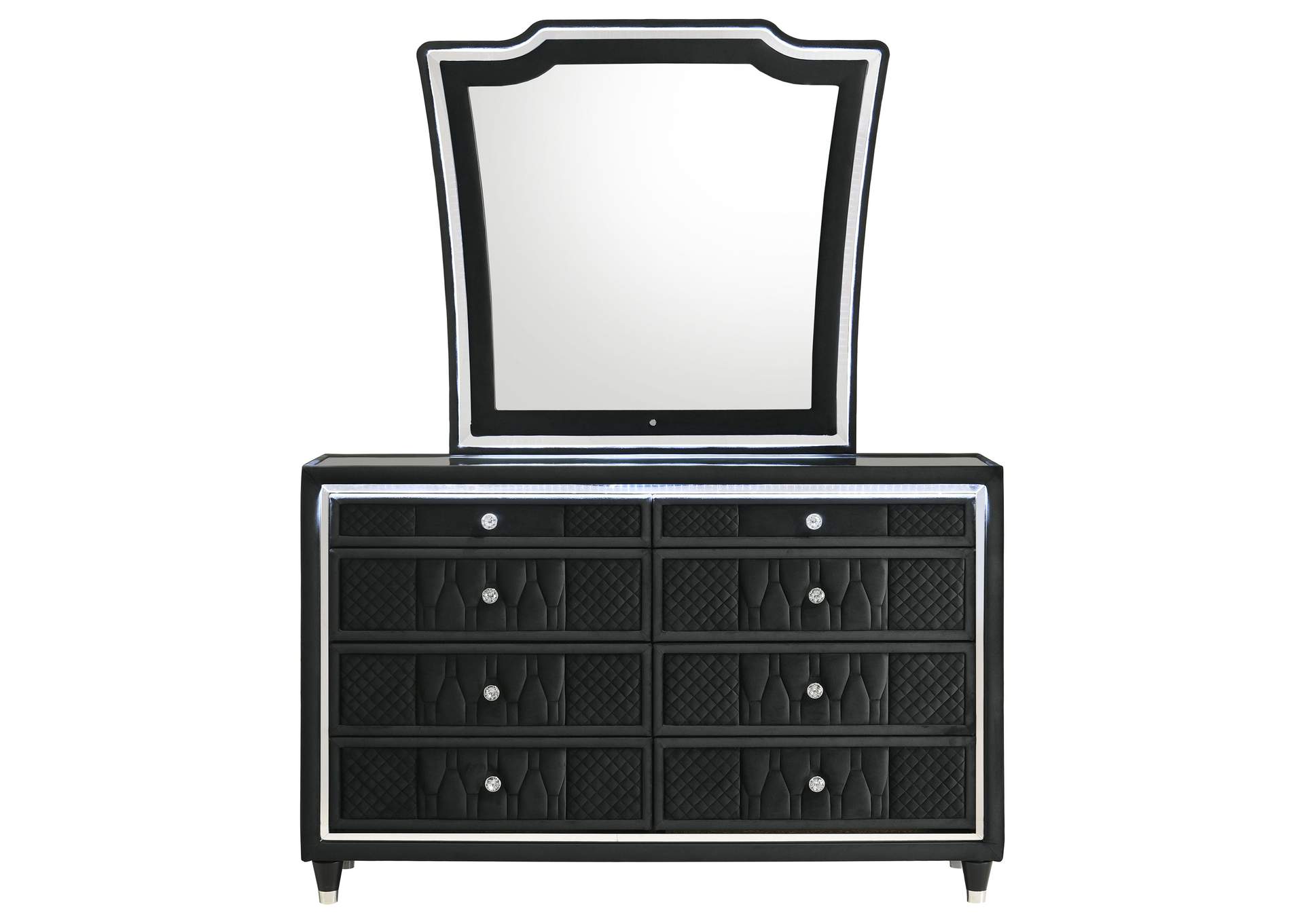 Lorient 8-drawer LED Dresser with Mirror Black image 4