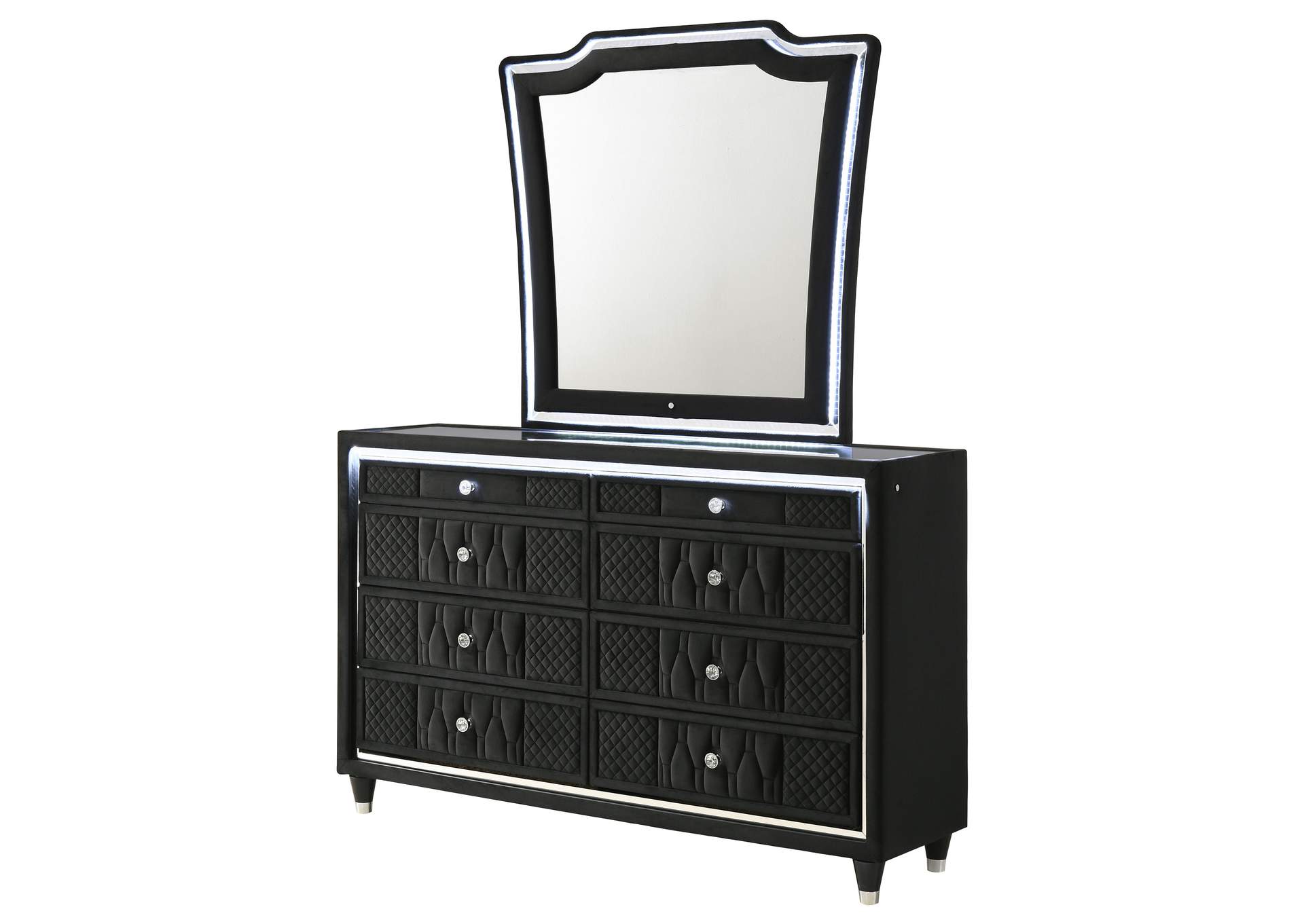Lorient 8-drawer LED Dresser with Mirror Black image 5