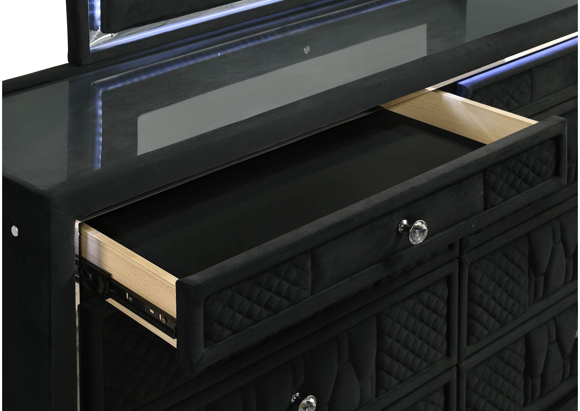 Lorient 8-drawer LED Dresser with Mirror Black image 12
